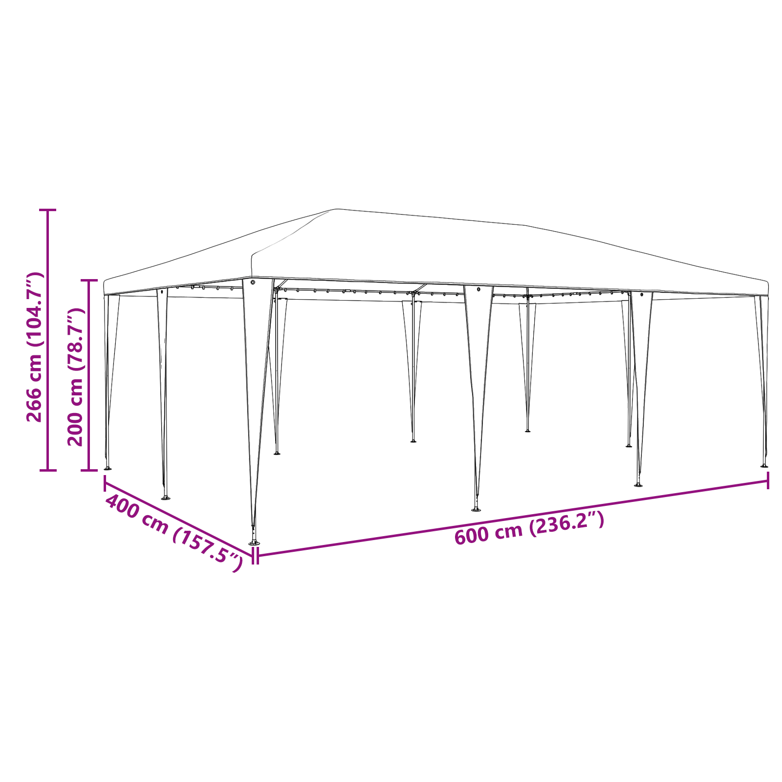 Party Tent Anthracite 6x4 m PE - Image 10