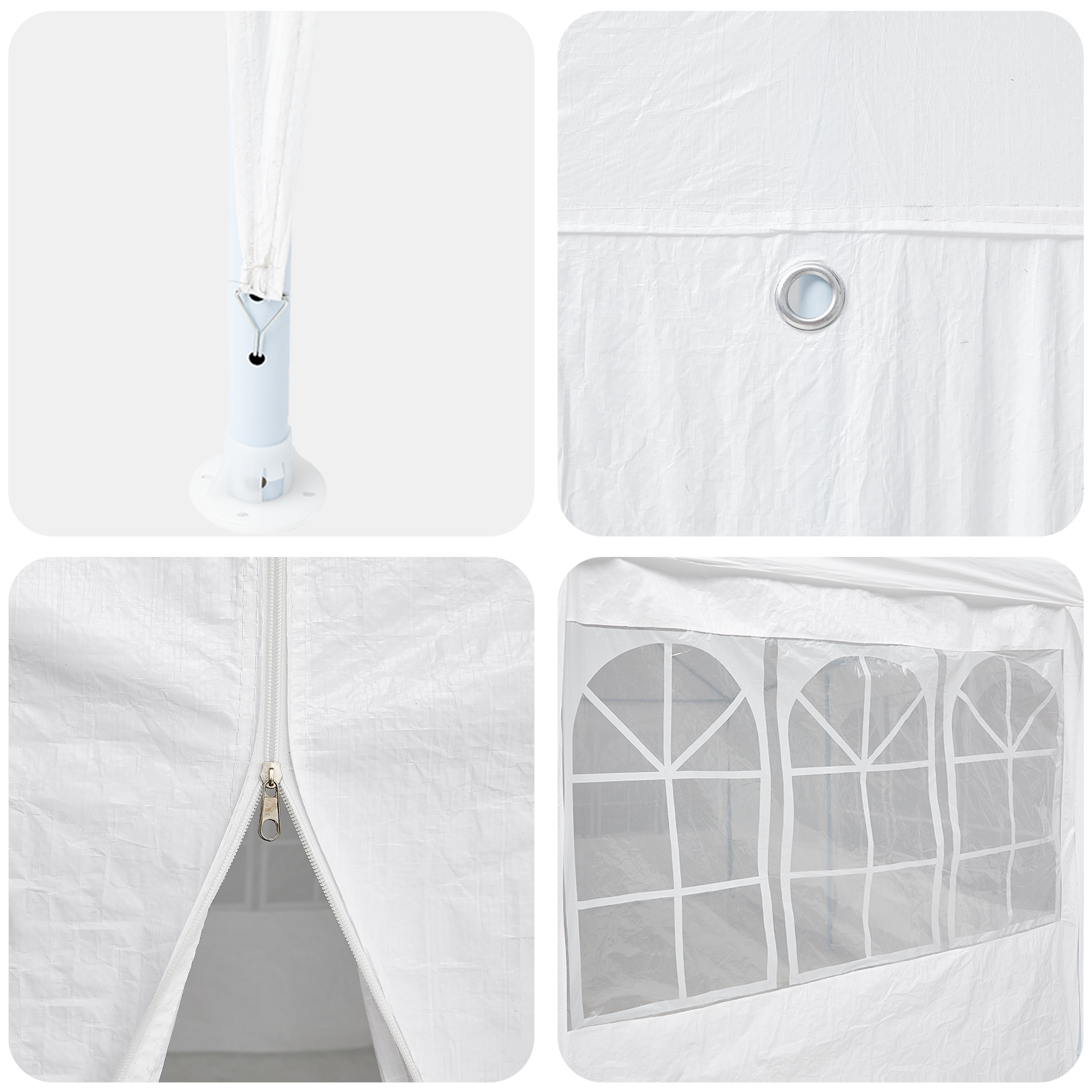 šventinė palapinė su 10 šonų baltos spalvos 6x4 m PE - Image 7