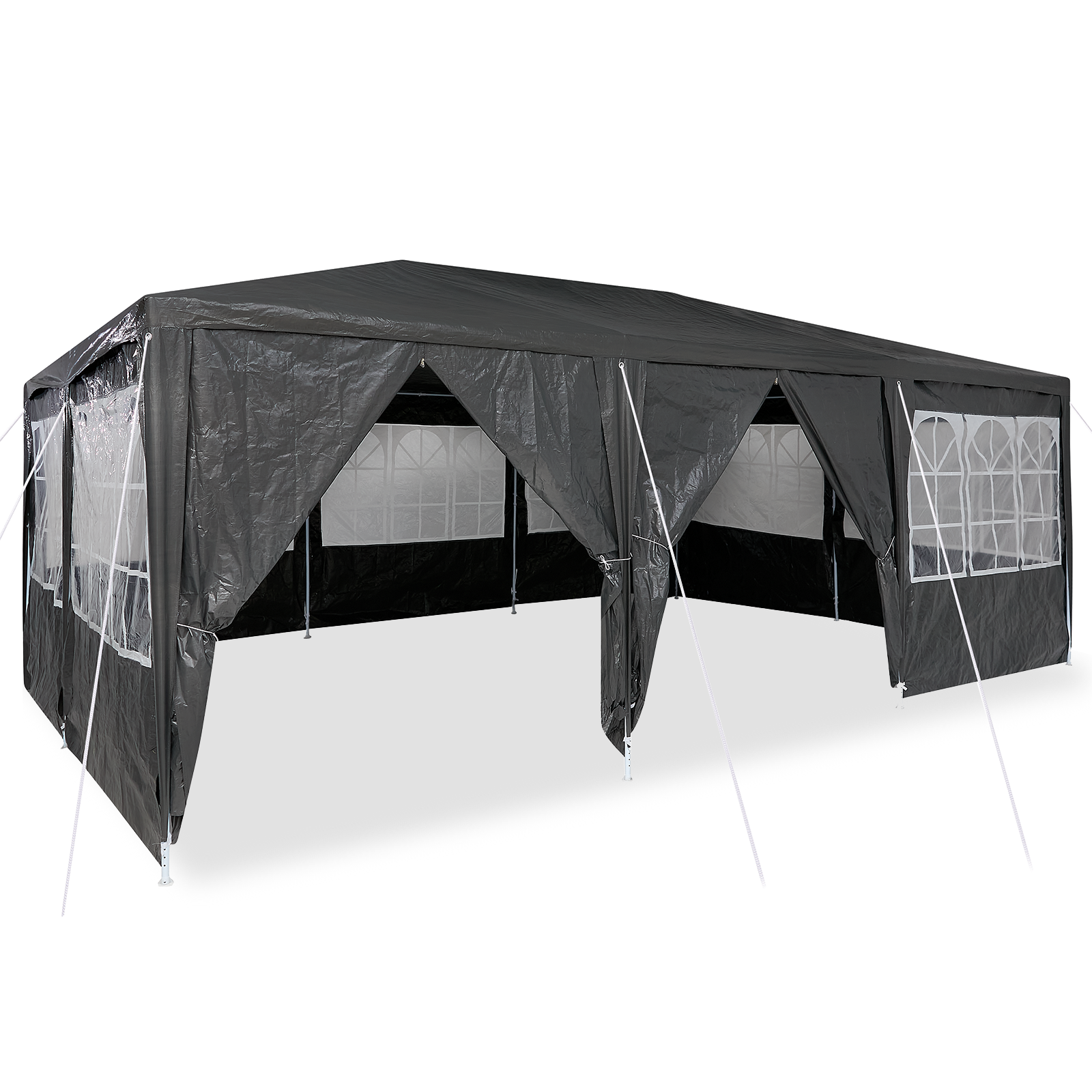 šventinė palapinė su 10 šoninių sienų Antracito 6x4 m PE - Image 3
