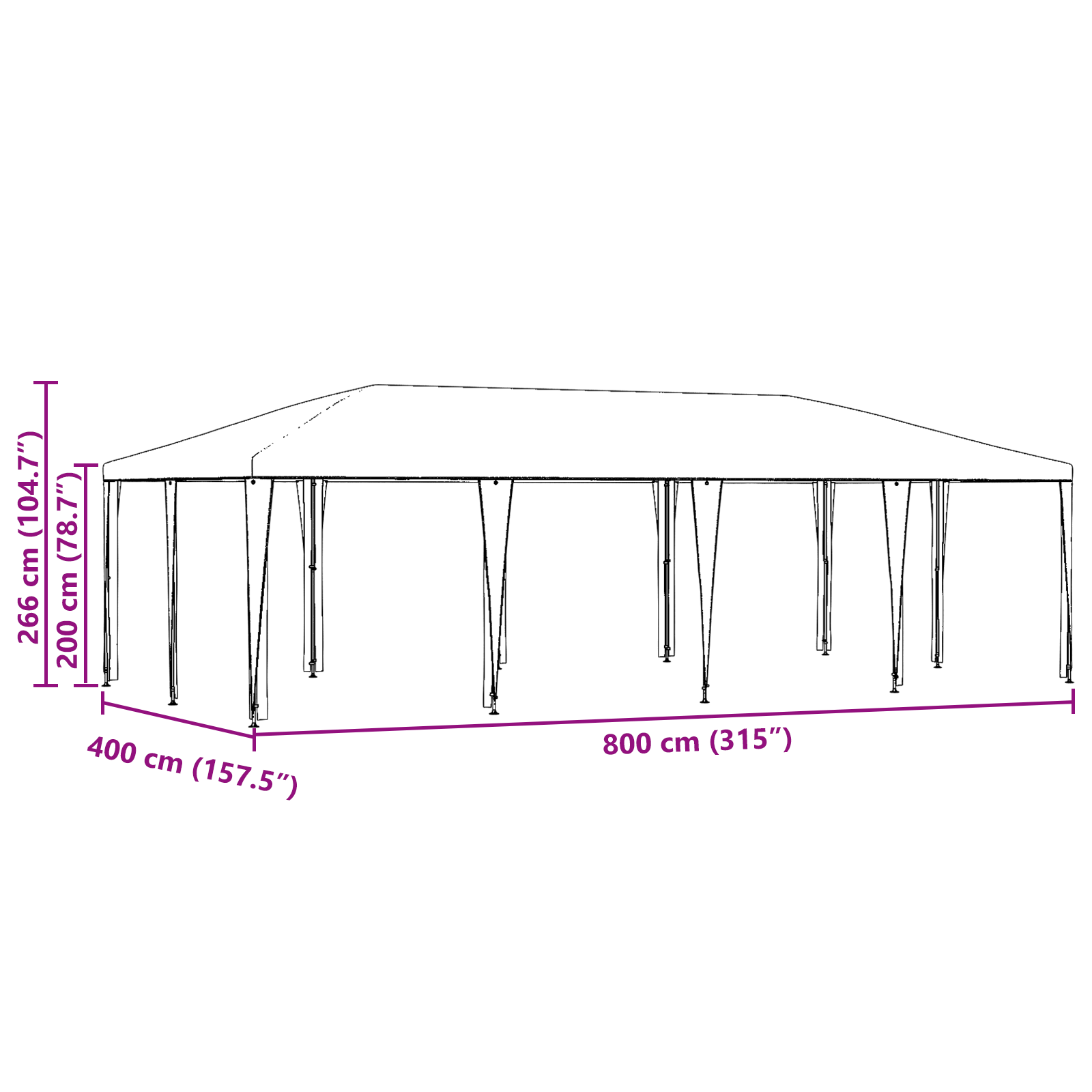 Šventės palapinė Žalia 8x4 m PE - Image 8