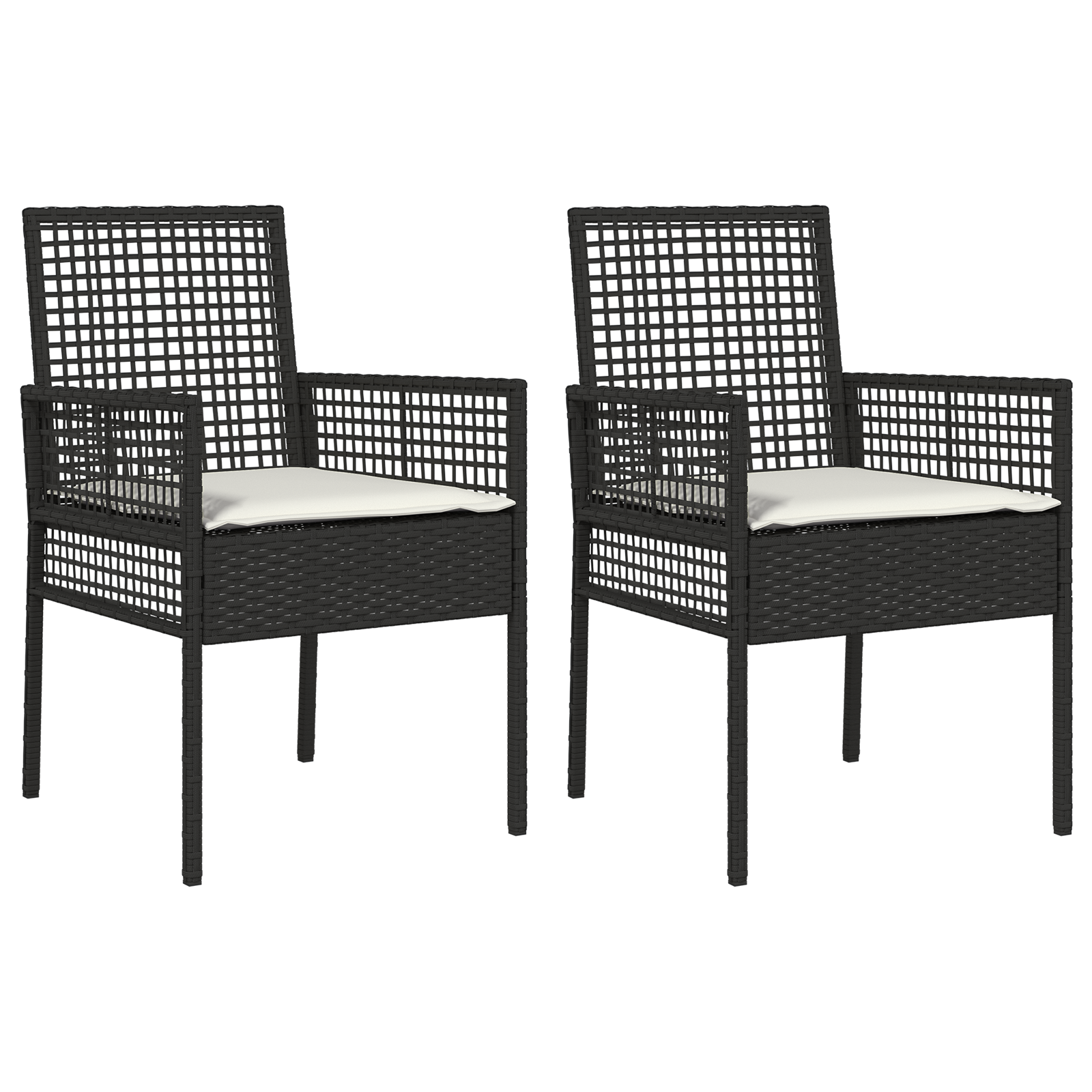 Garden Chairs 2 pcs with Cushions Black Poly Rattan - Image 2