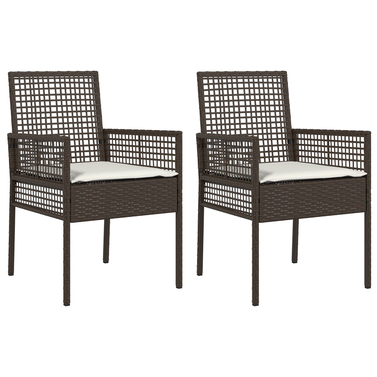 Thumbnail - vidaXL Gartenstühle 2 Stk. mit Kissen Braun Poly Rattan