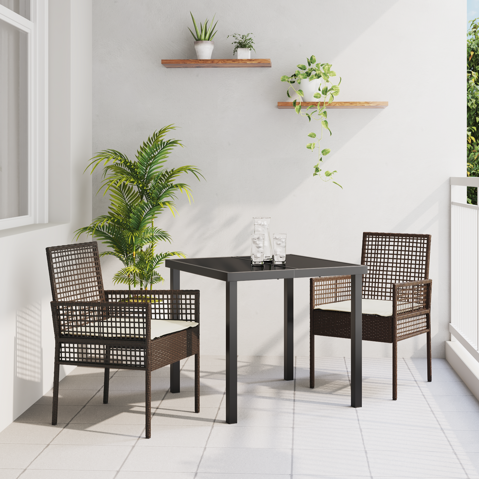 Thumbnail - vidaXL Gartenstühle 2 Stk. mit Kissen Braun Poly Rattan