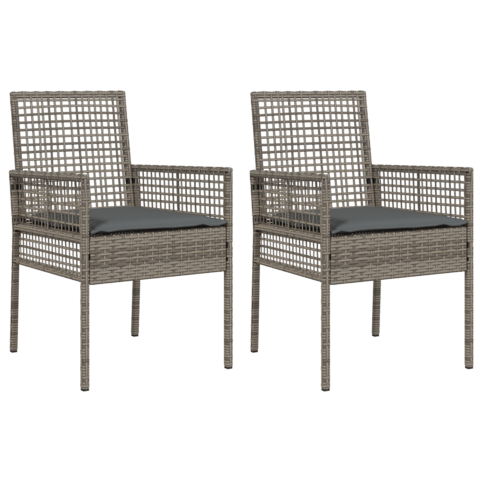 Garden Chairs 2 pcs with Cushions Grey Poly Rattan - Image 2