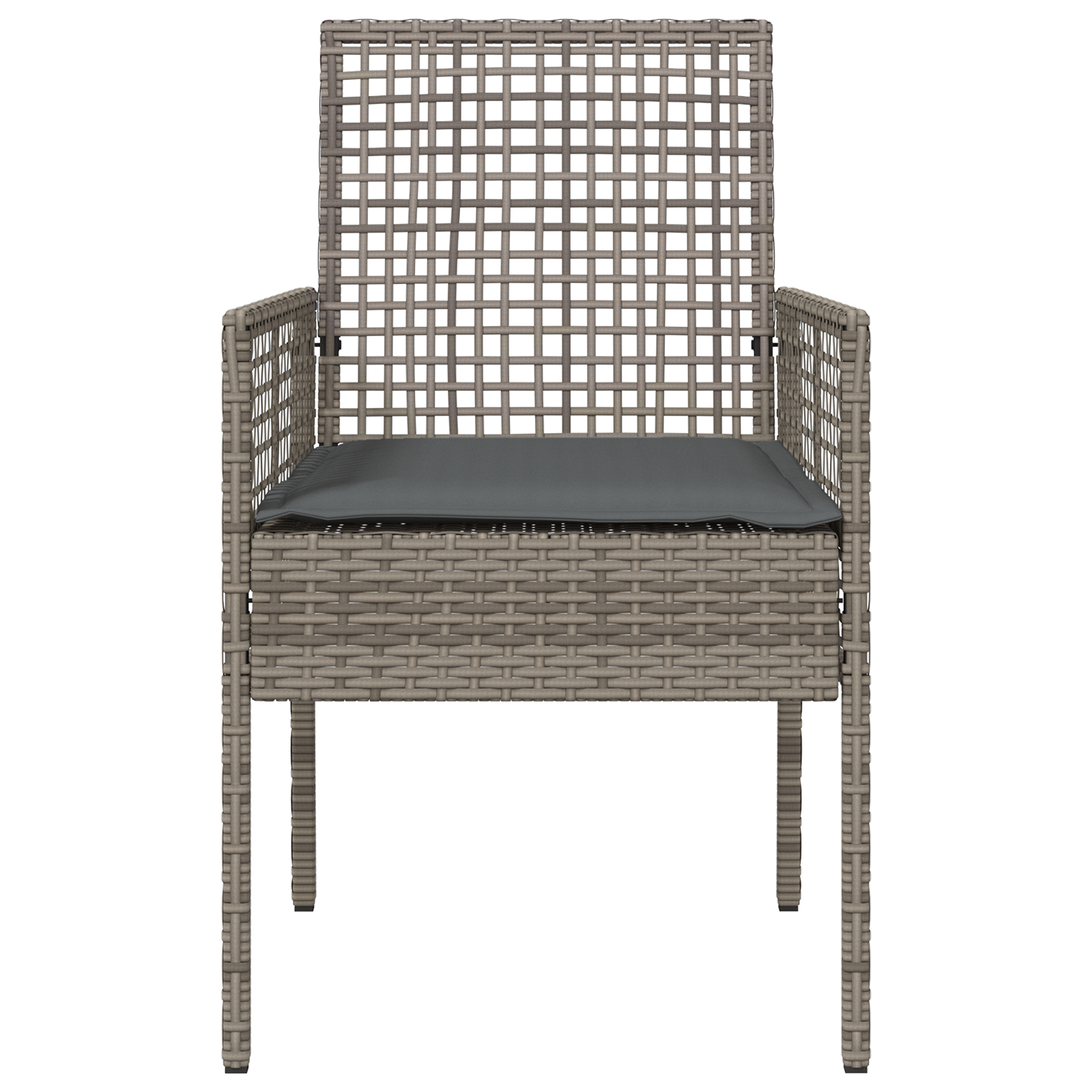 Garden Chairs 2 pcs with Cushions Grey Poly Rattan - Image 5