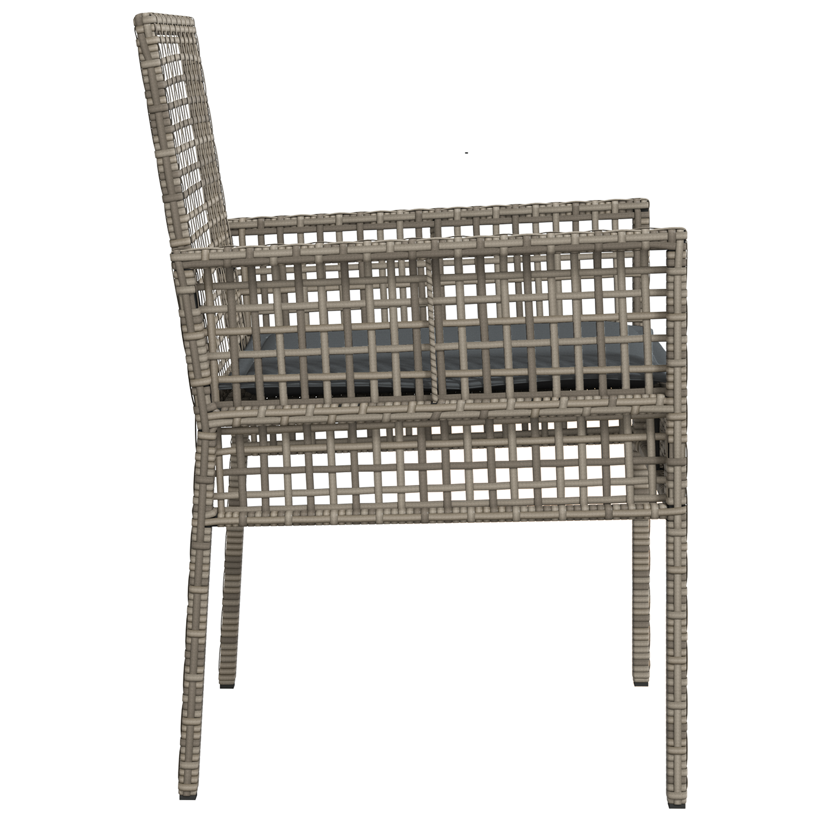Garden Chairs 2 pcs with Cushions Grey Poly Rattan - Image 6