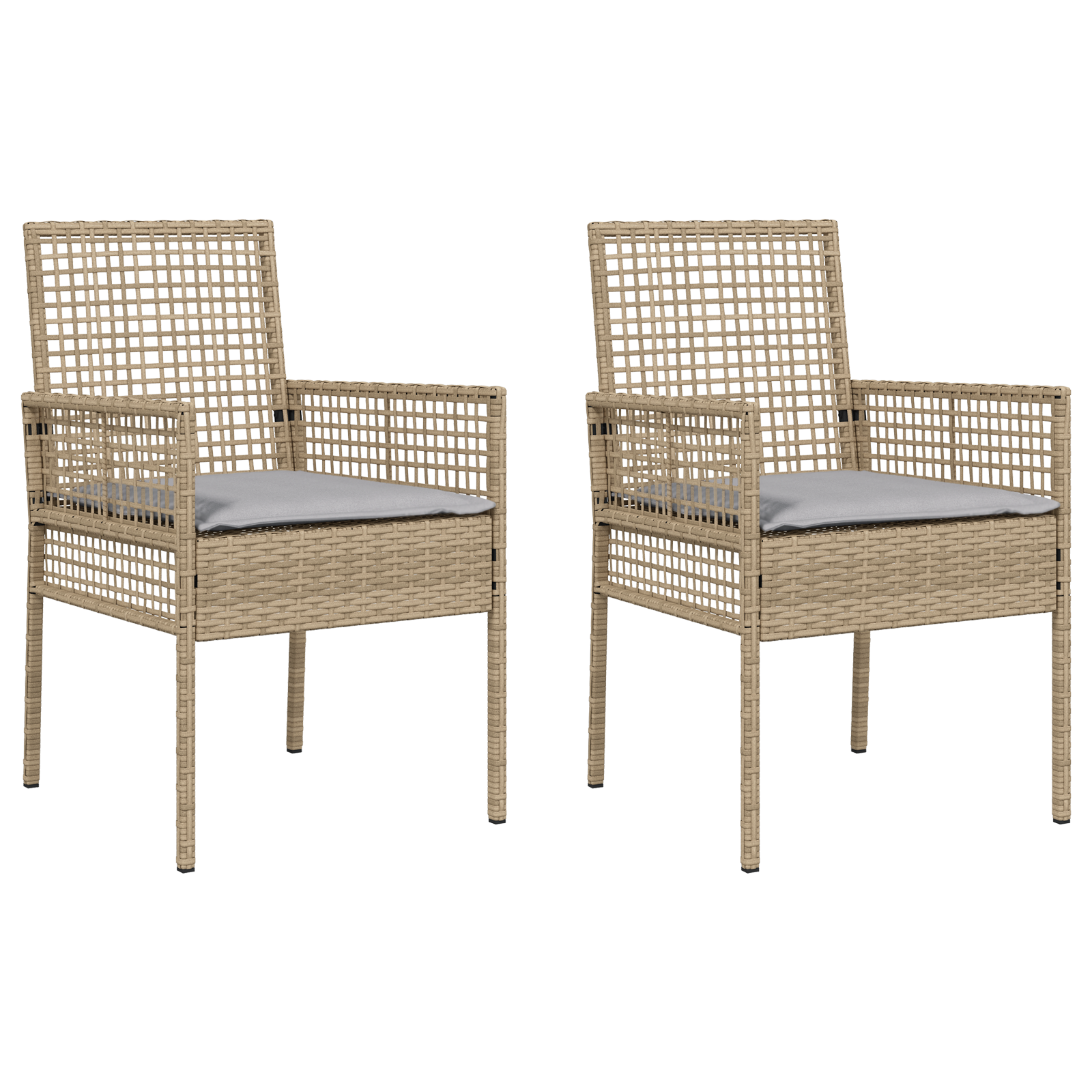 Garden Chairs 2 pcs with Cushions Beige Poly Rattan - Image 2