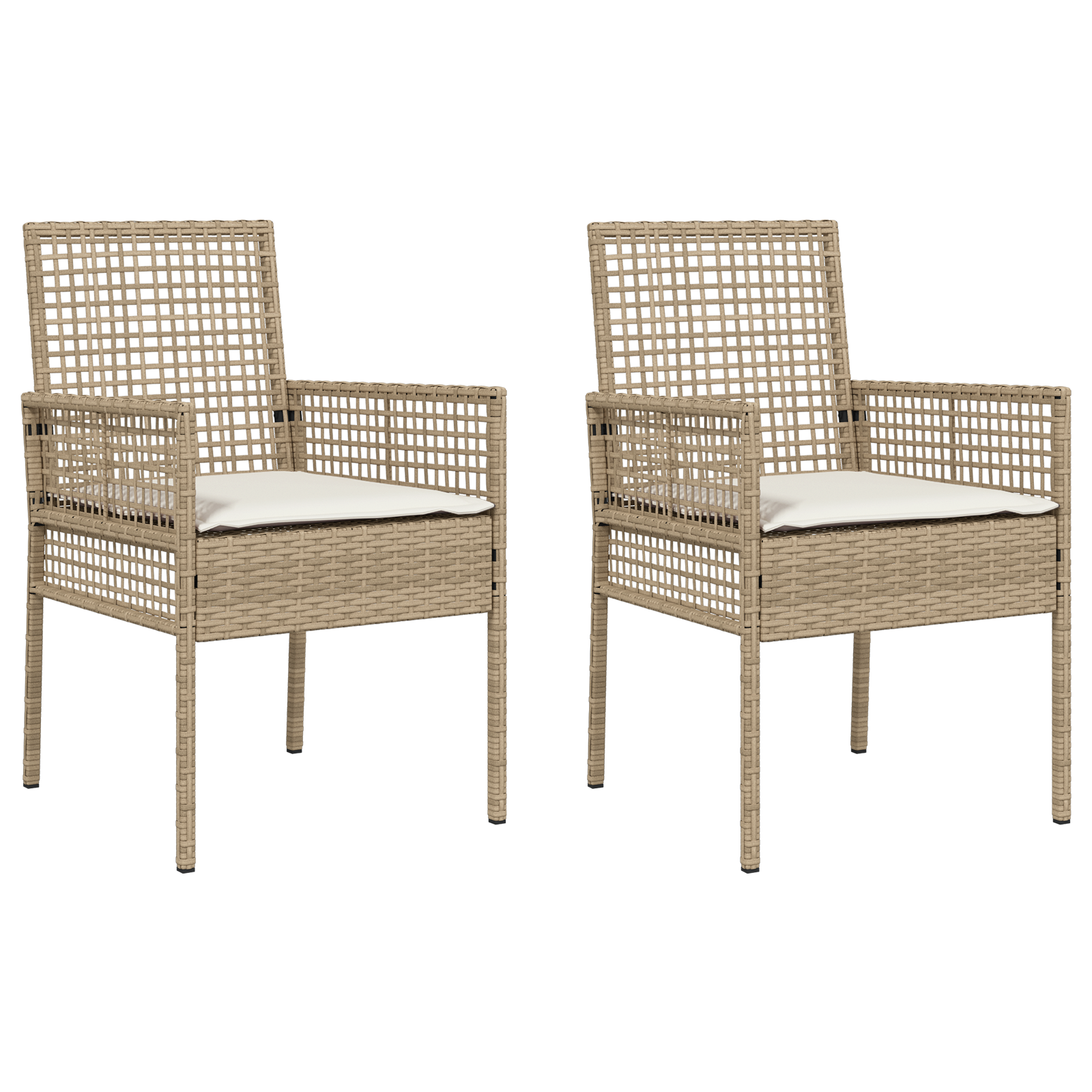 Garden Chairs 2 pcs with Cushions Beige Poly Rattan - Image 2