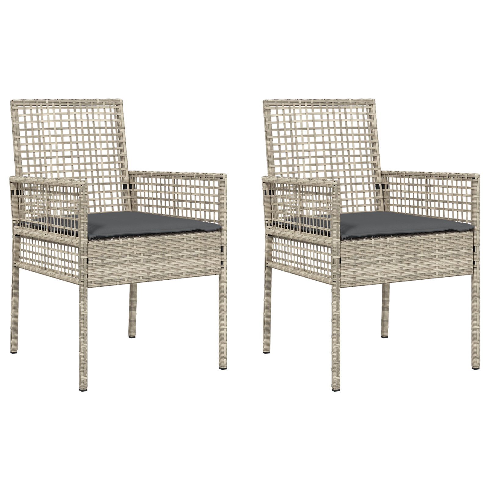 Garden Chairs 2 pcs with Cushions Light Grey Poly Rattan - Image 2