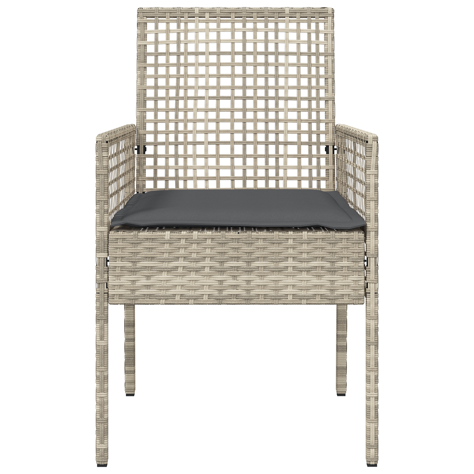 Garden Chairs 2 pcs with Cushions Light Grey Poly Rattan - Image 5