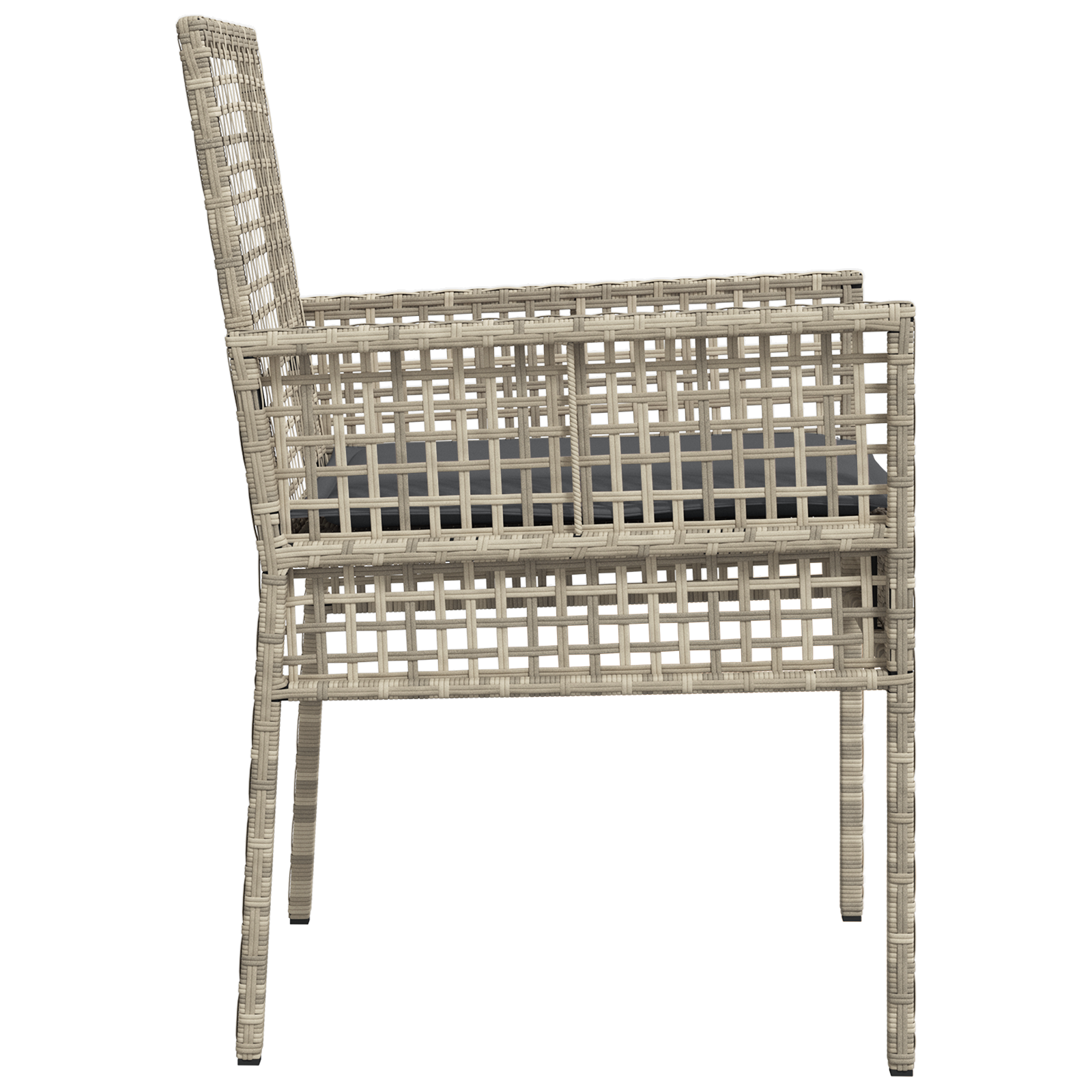 Garden Chairs 2 pcs with Cushions Light Grey Poly Rattan - Image 6