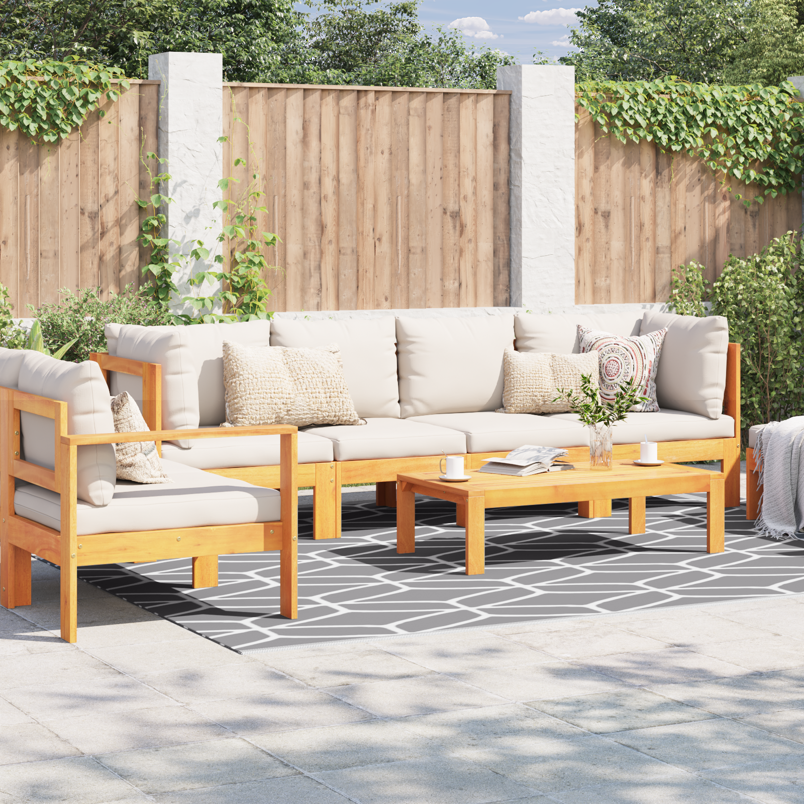 Buiten Deken ARAKIL Grijs en Wit Polyester 250 x 300 cm