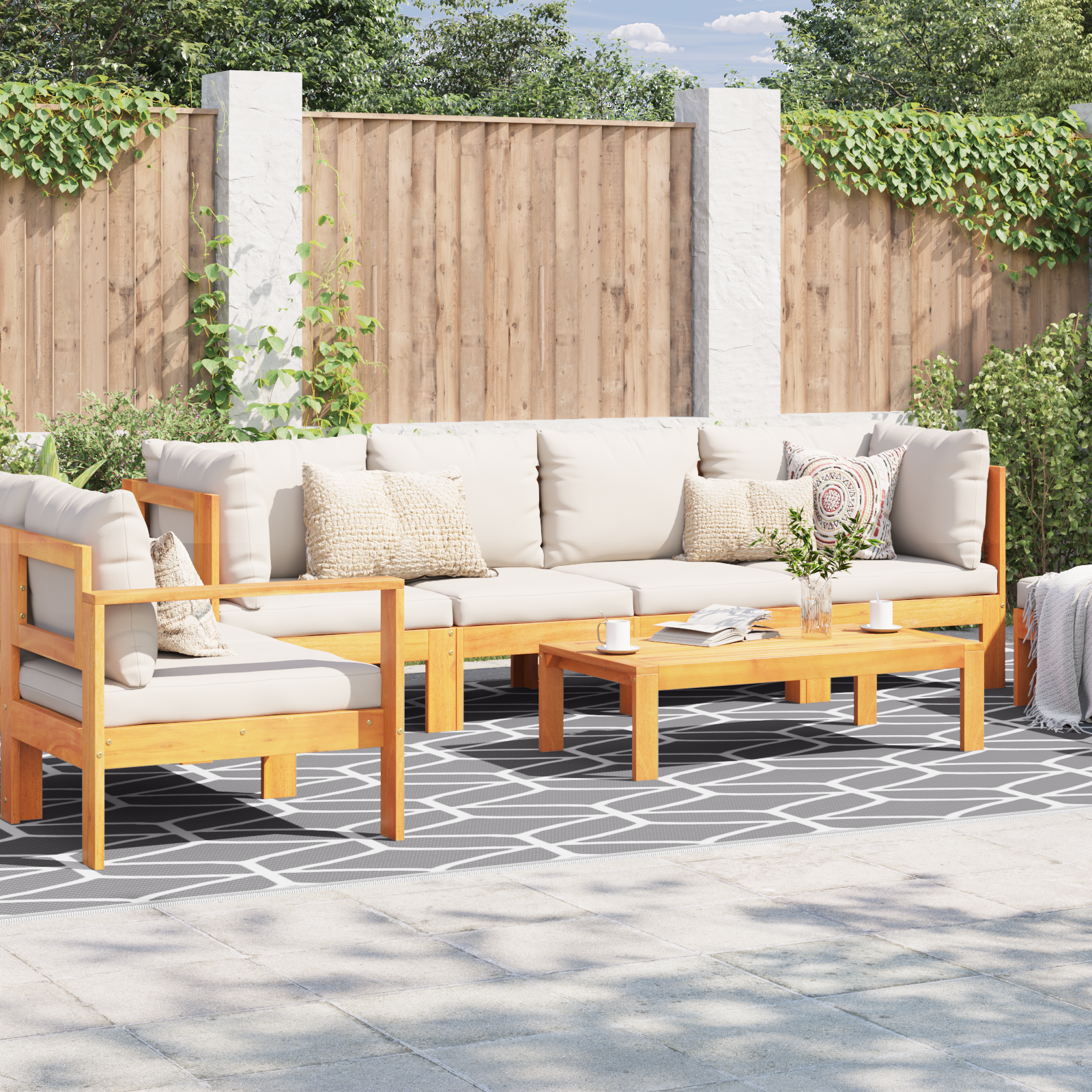 Buiten Dekentje ARAKIL Grijs en wit Polyester 250 x 500 cm