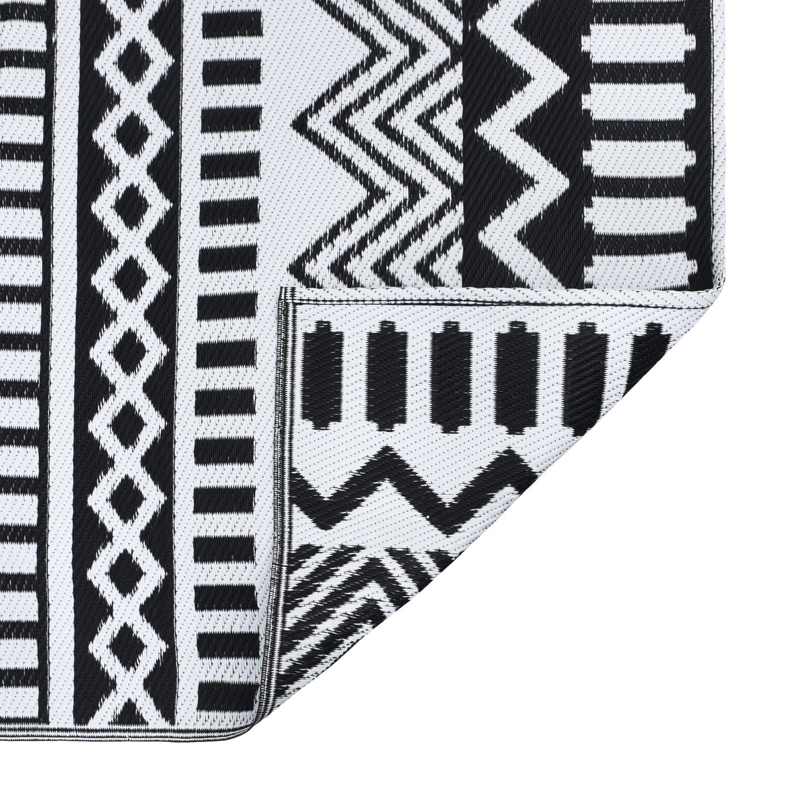 Outdoor Rug ARAKIL Black and White Fabric, Polyester Large - Image 5