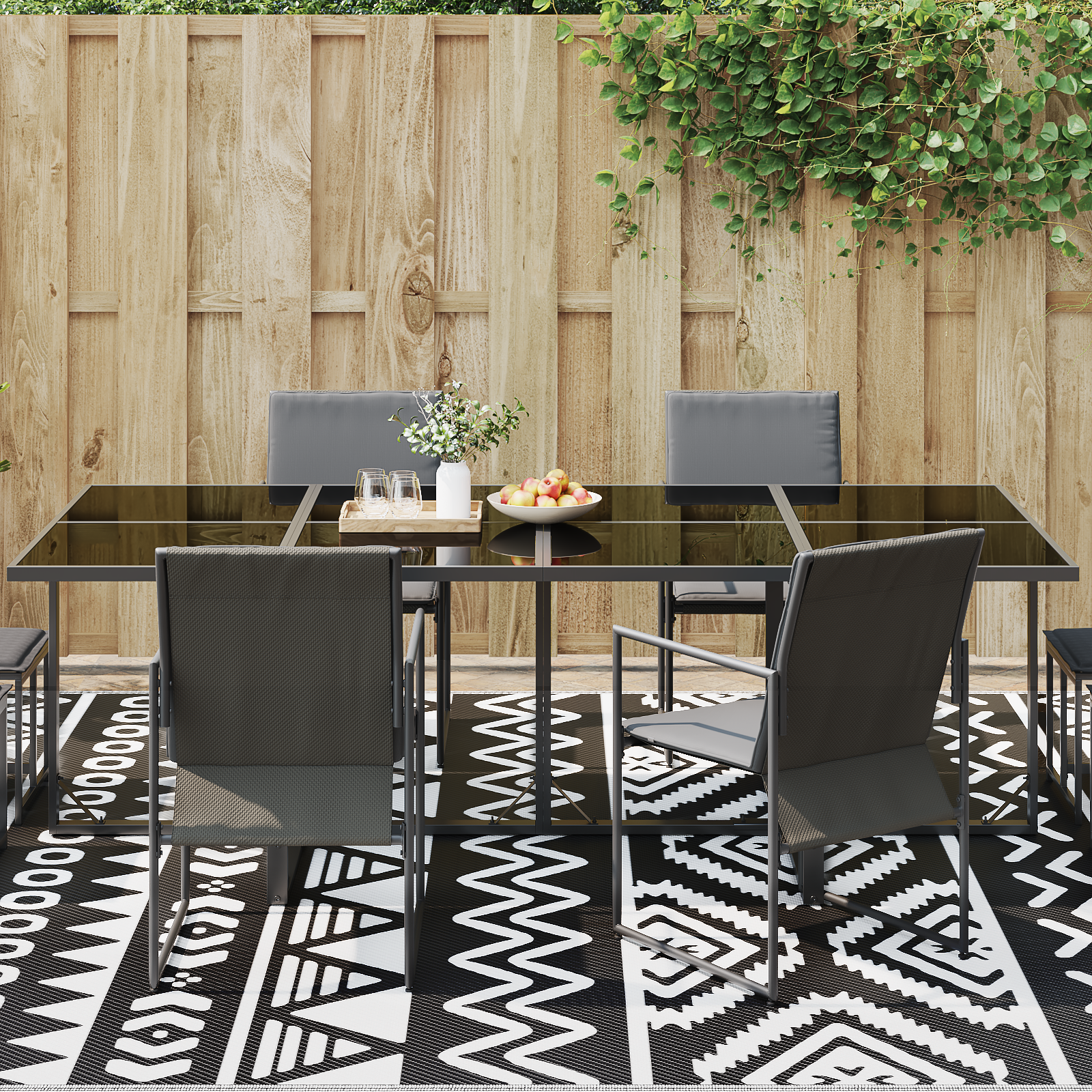 Outdoor Rug ARAKIL Black and white Polypropylene 300 x 400 cm - Image 3