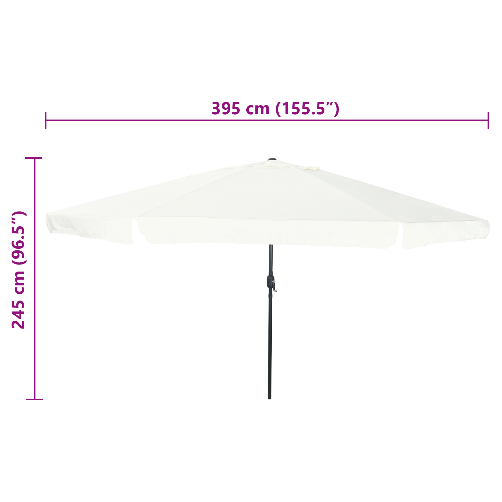 Garden Umbrella 395x245 cm Sand White - Image 7