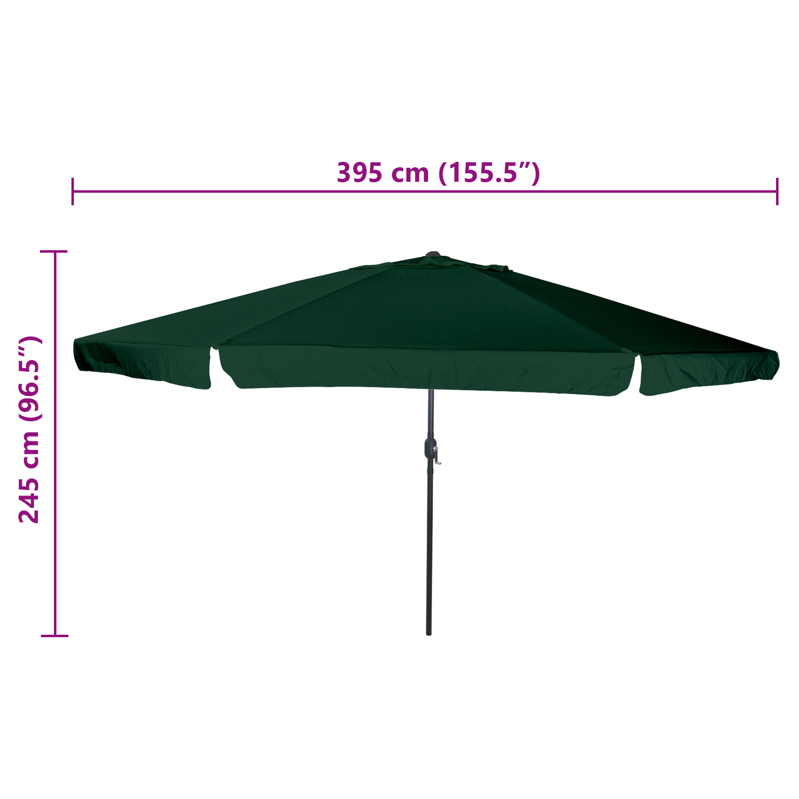 Garden Parasol ø395x245 cm Green - Image 6
