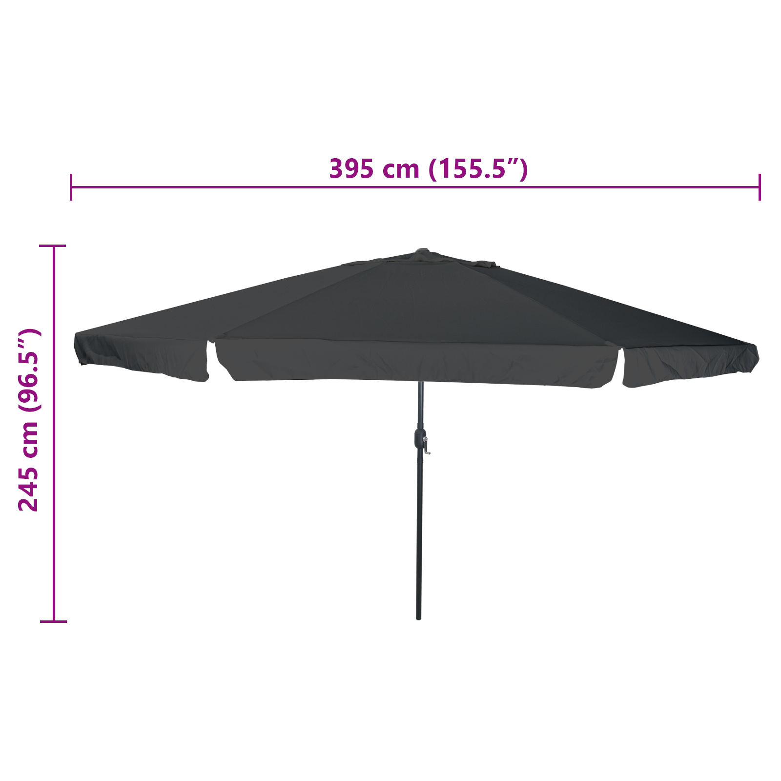 Garden Parasol 395x245 cm in Anthracite - Image 7