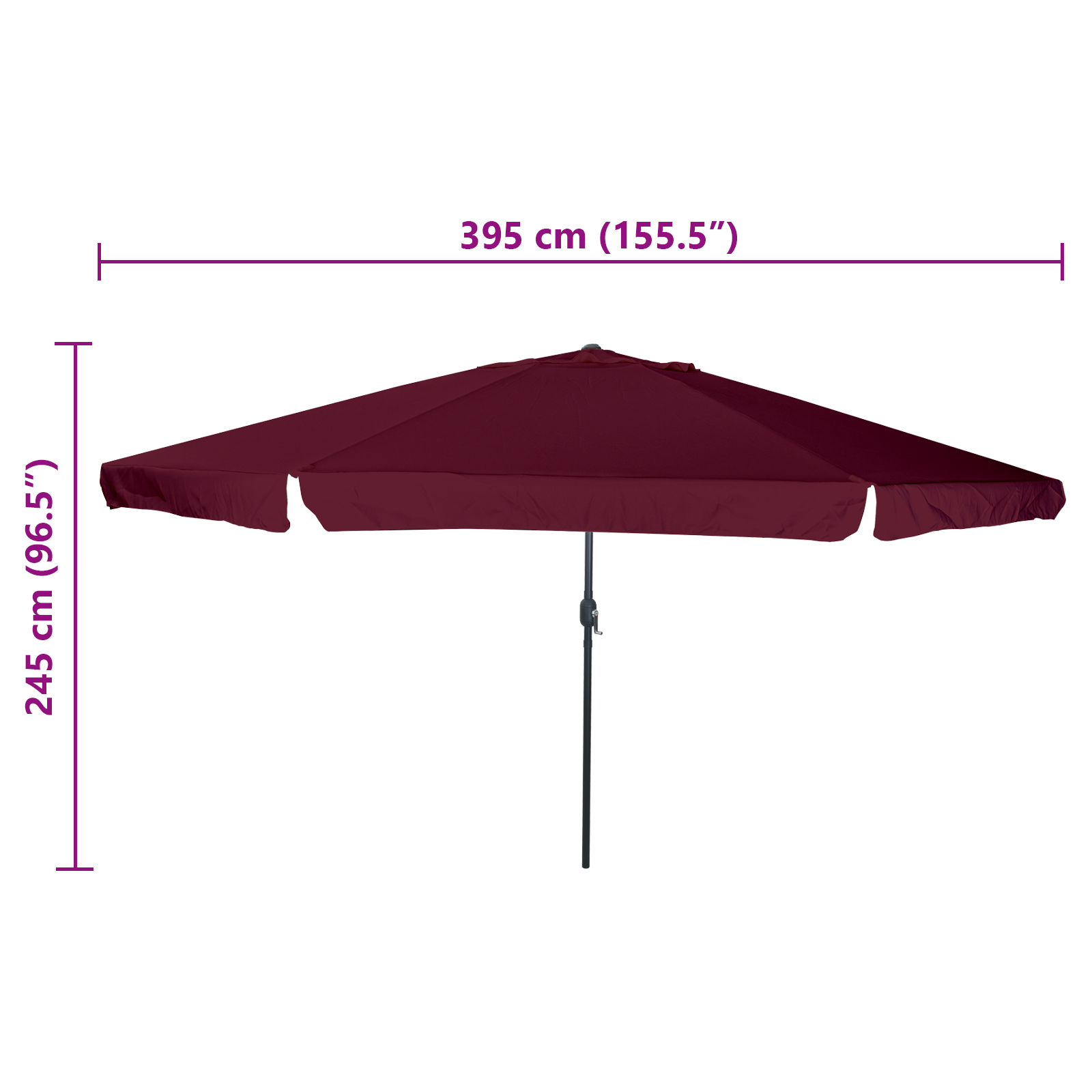 Garden Umbrella 39.5 x 24.5 inches in Burgundy Red - Image 7