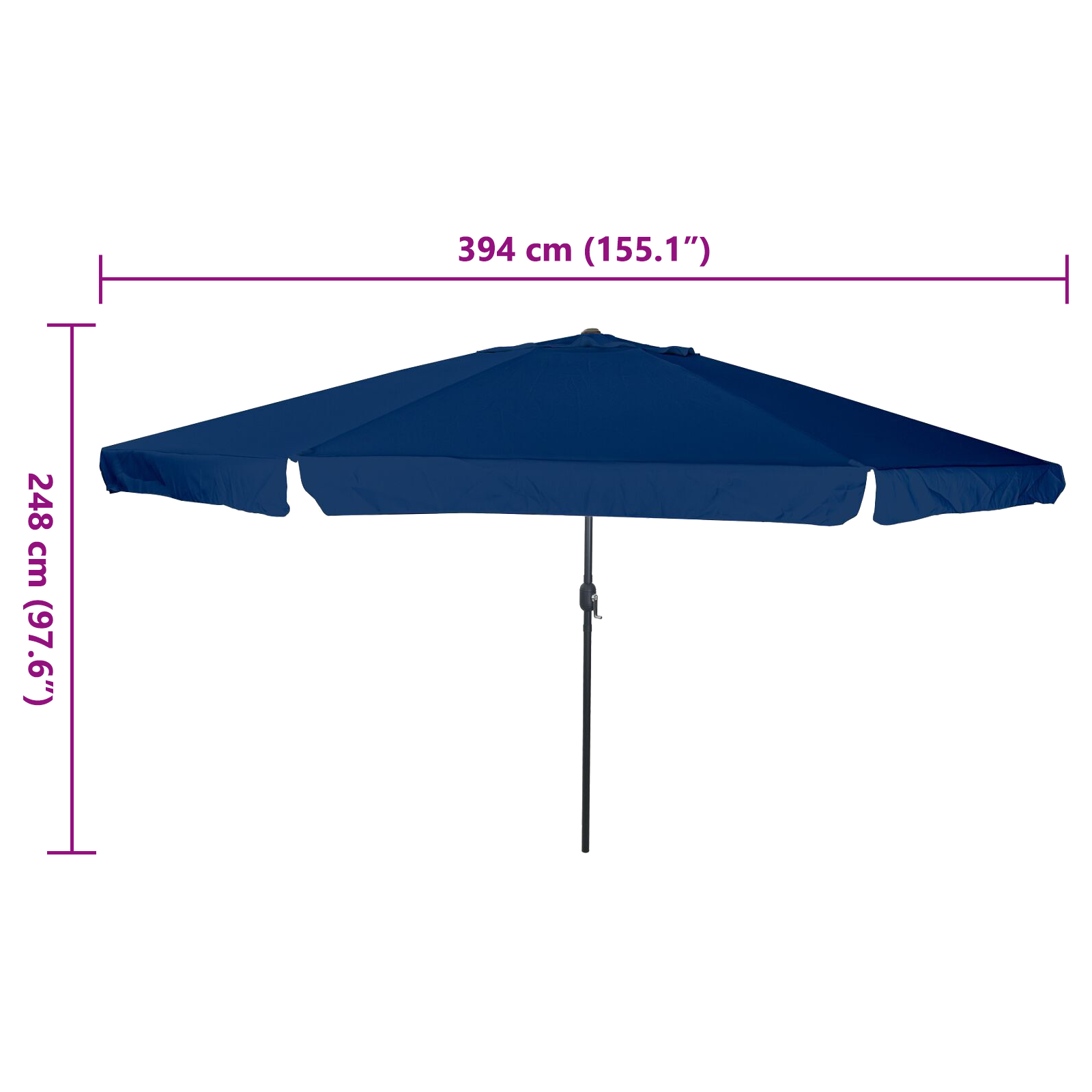 Garden Parasol 395 cm x 245 cm Azure Blue - Image 7