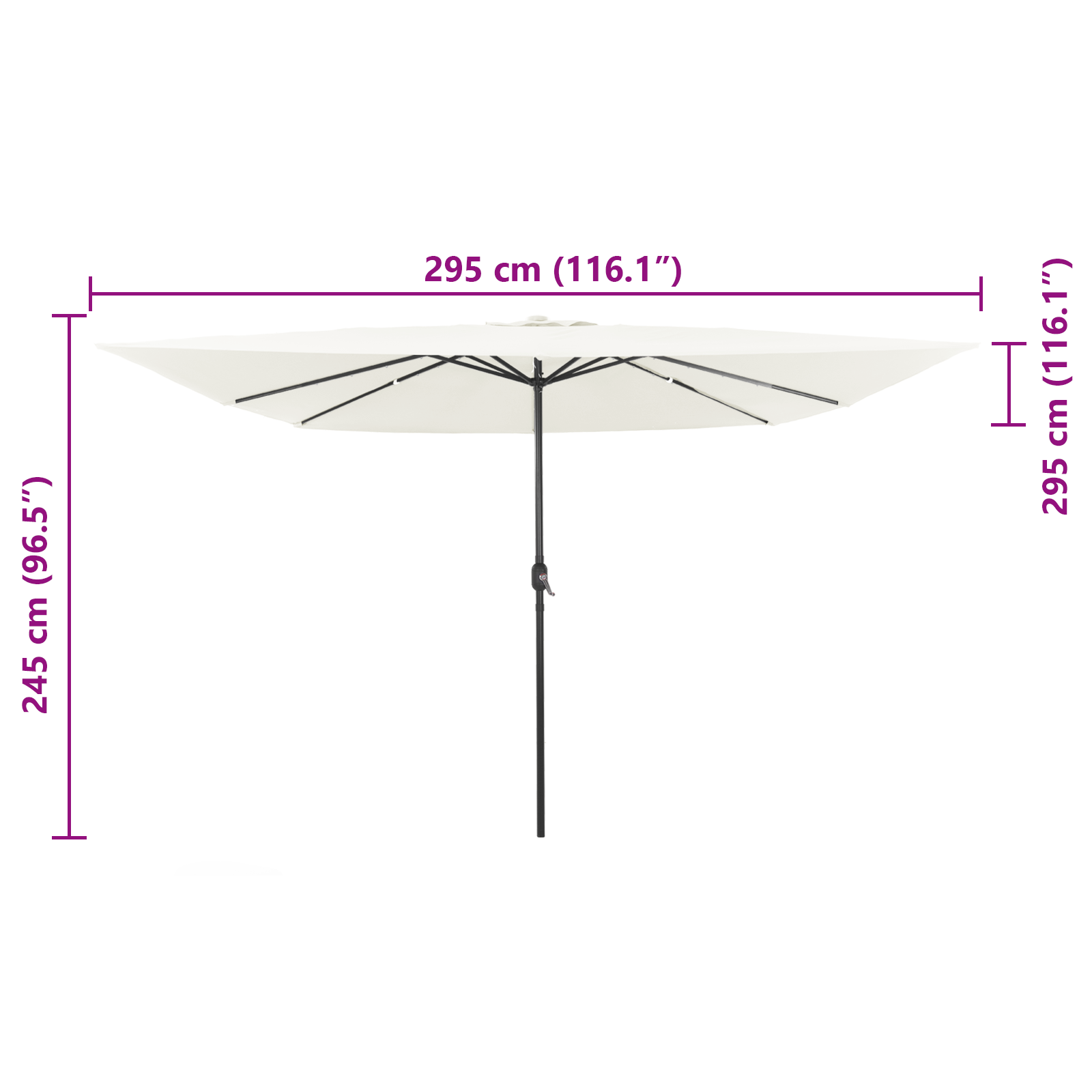 Square Garden Parasol with LED Lights 295x245 cm Sand White - Image 8