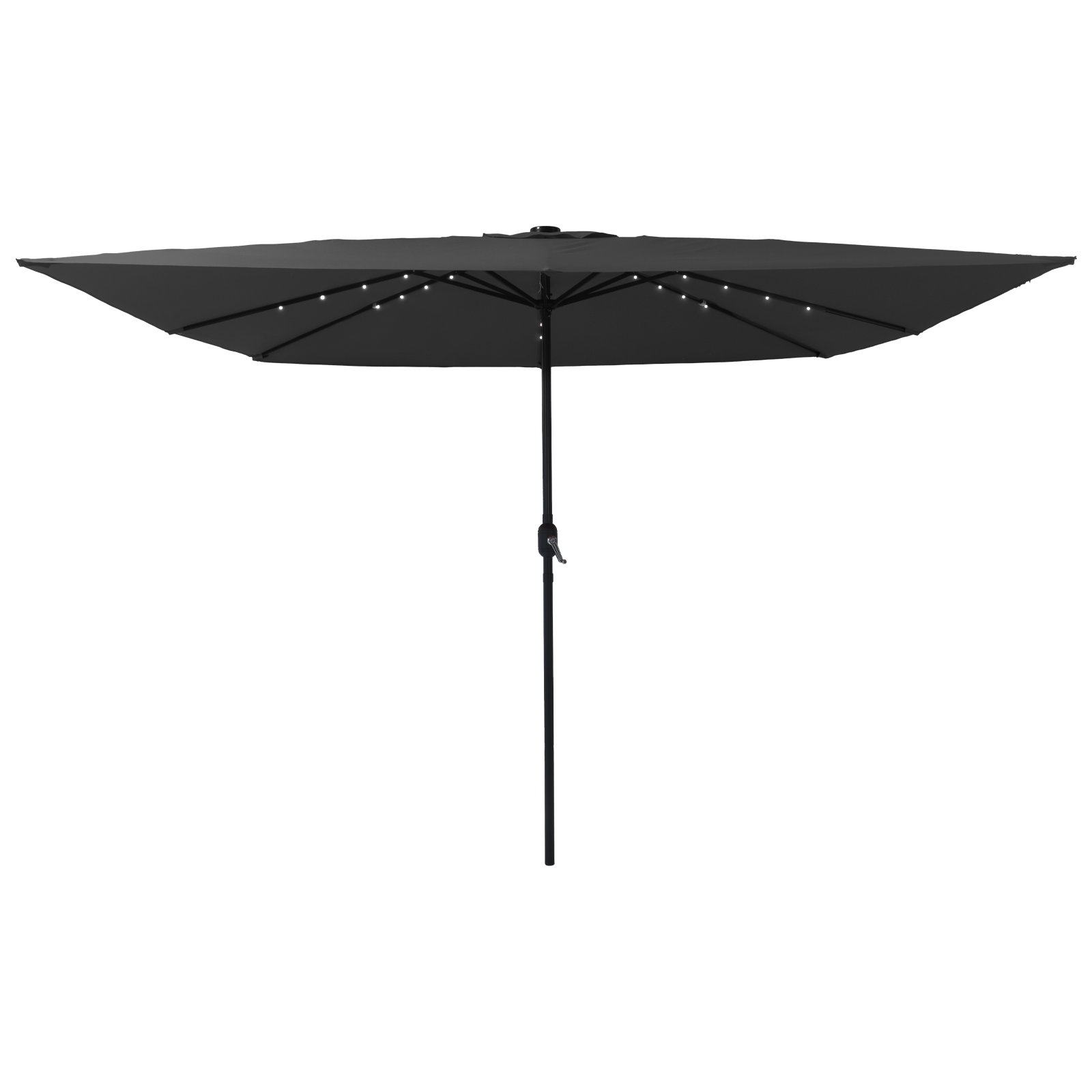 Square Patio Umbrella with LED Lights 295x245 cm Dark Gray - Image 3
