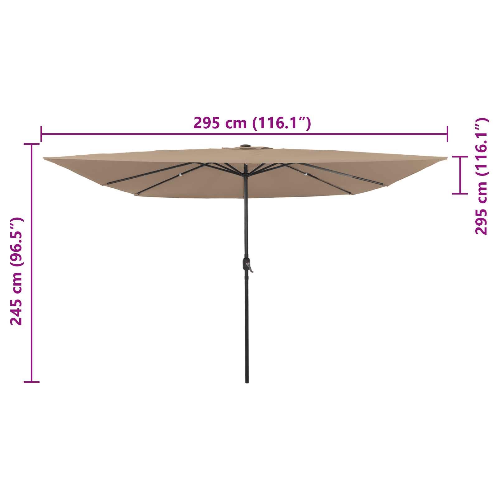Sonnenschirm mit LED-Leuchten Quadratisch 295x245 cm Azurblau - Garten & balkon - Your Garden Eden