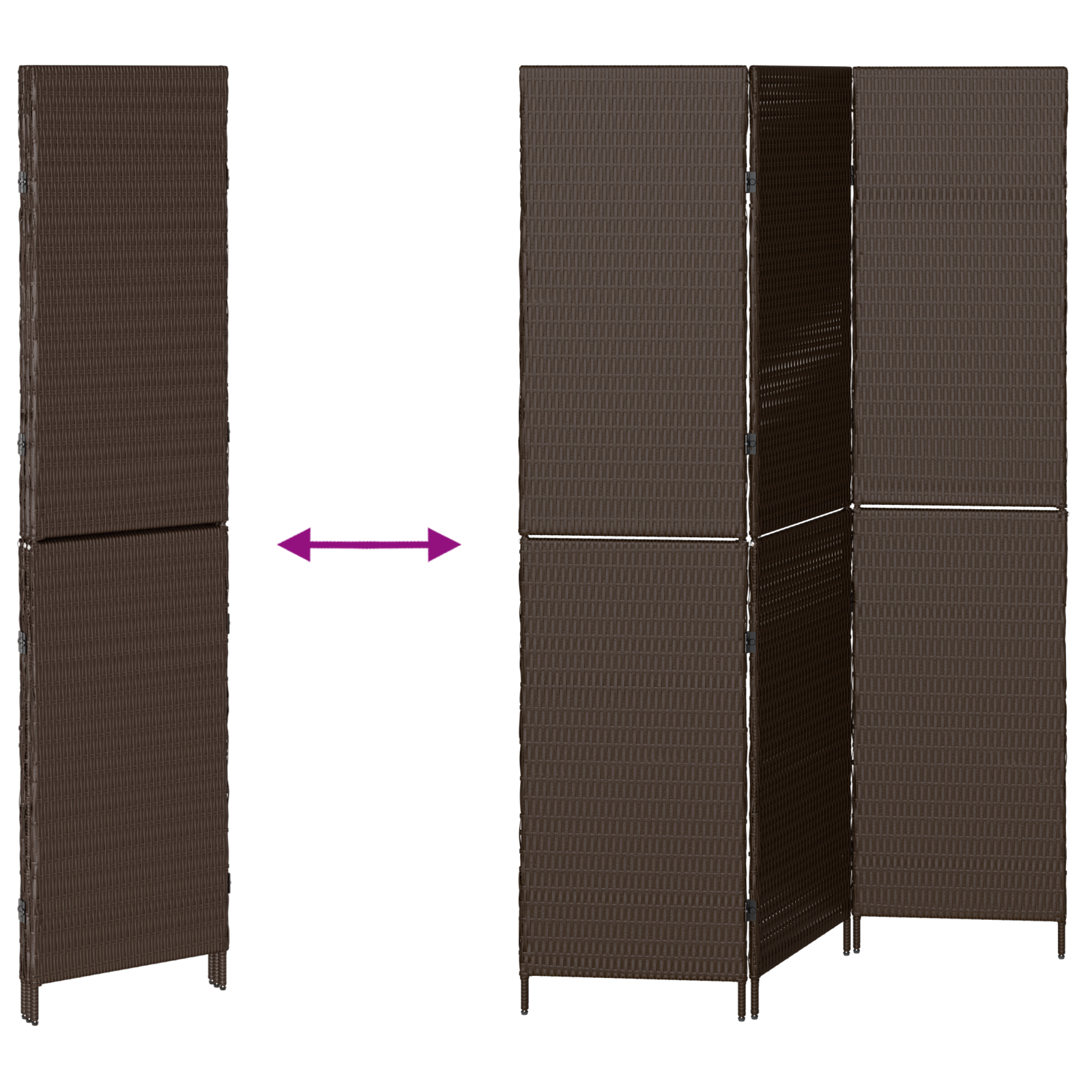 Room Divider 3 Panels Foldable Brown 146x180 cm Poly Rattan - Image 8