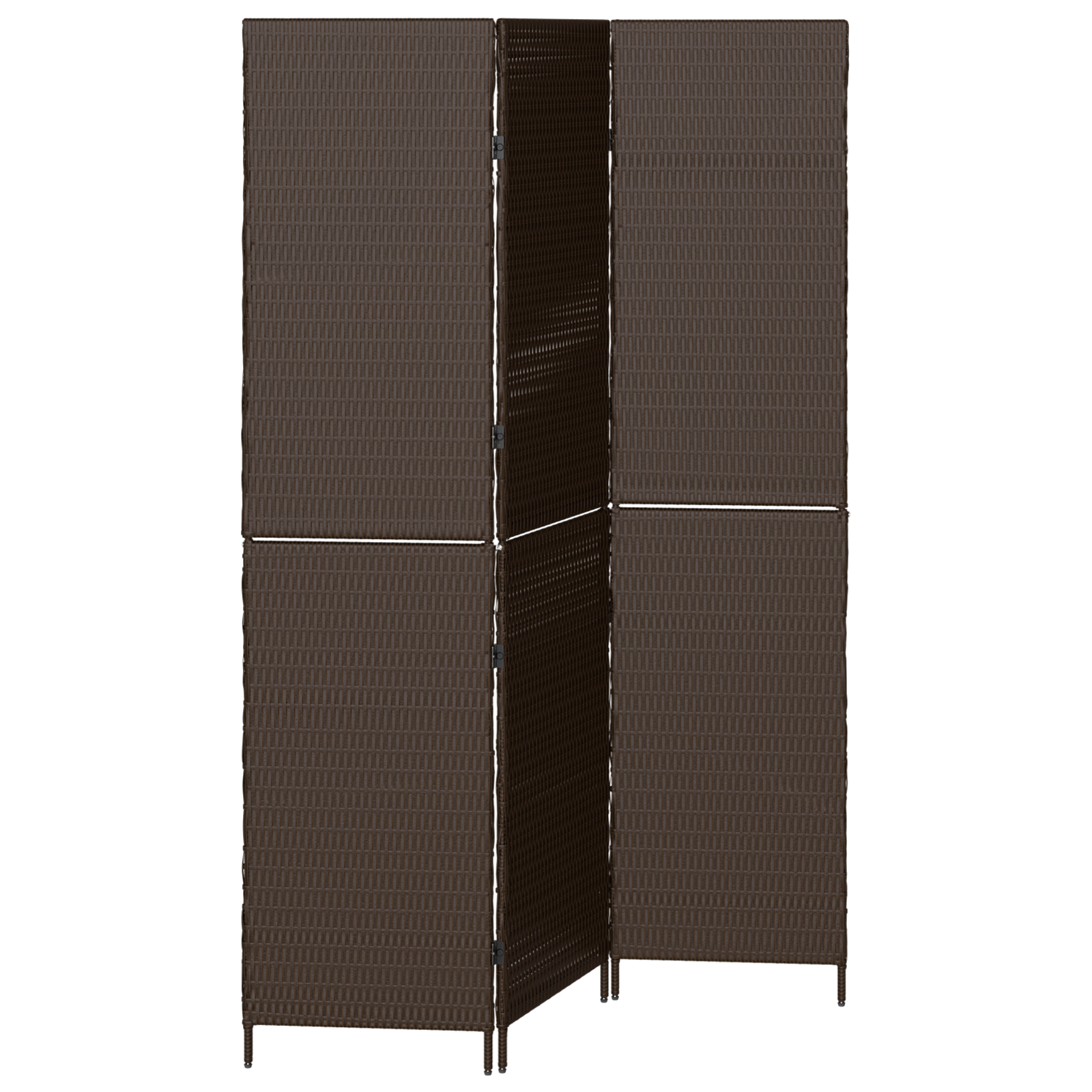 Room Divider 3 Panels Foldable Brown 146x180 cm Poly Rattan - Image 2