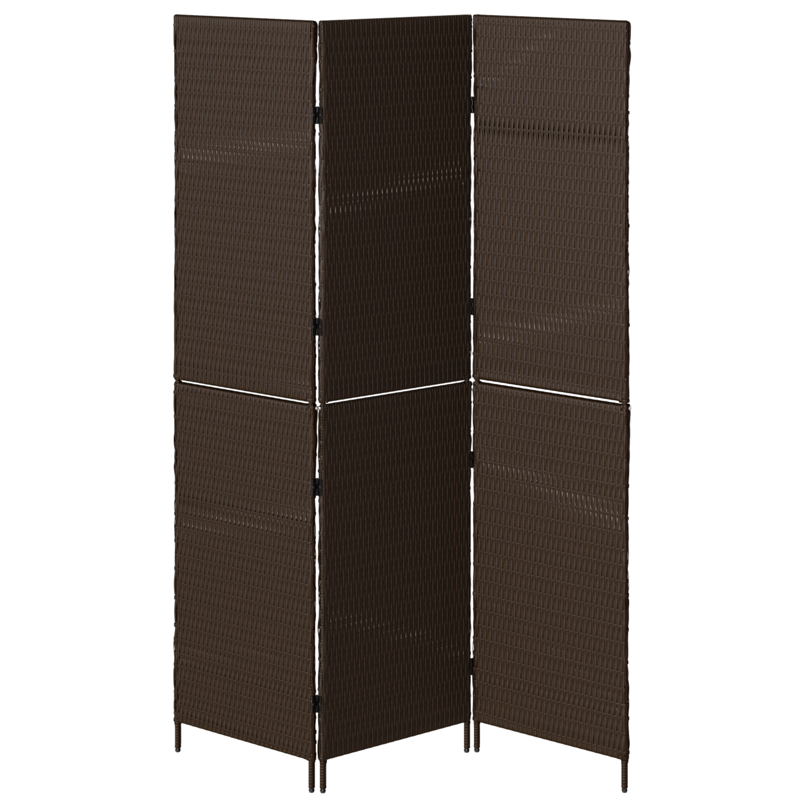 Room Divider 3 Panels Foldable Brown 146x180 cm Poly Rattan - Image 4