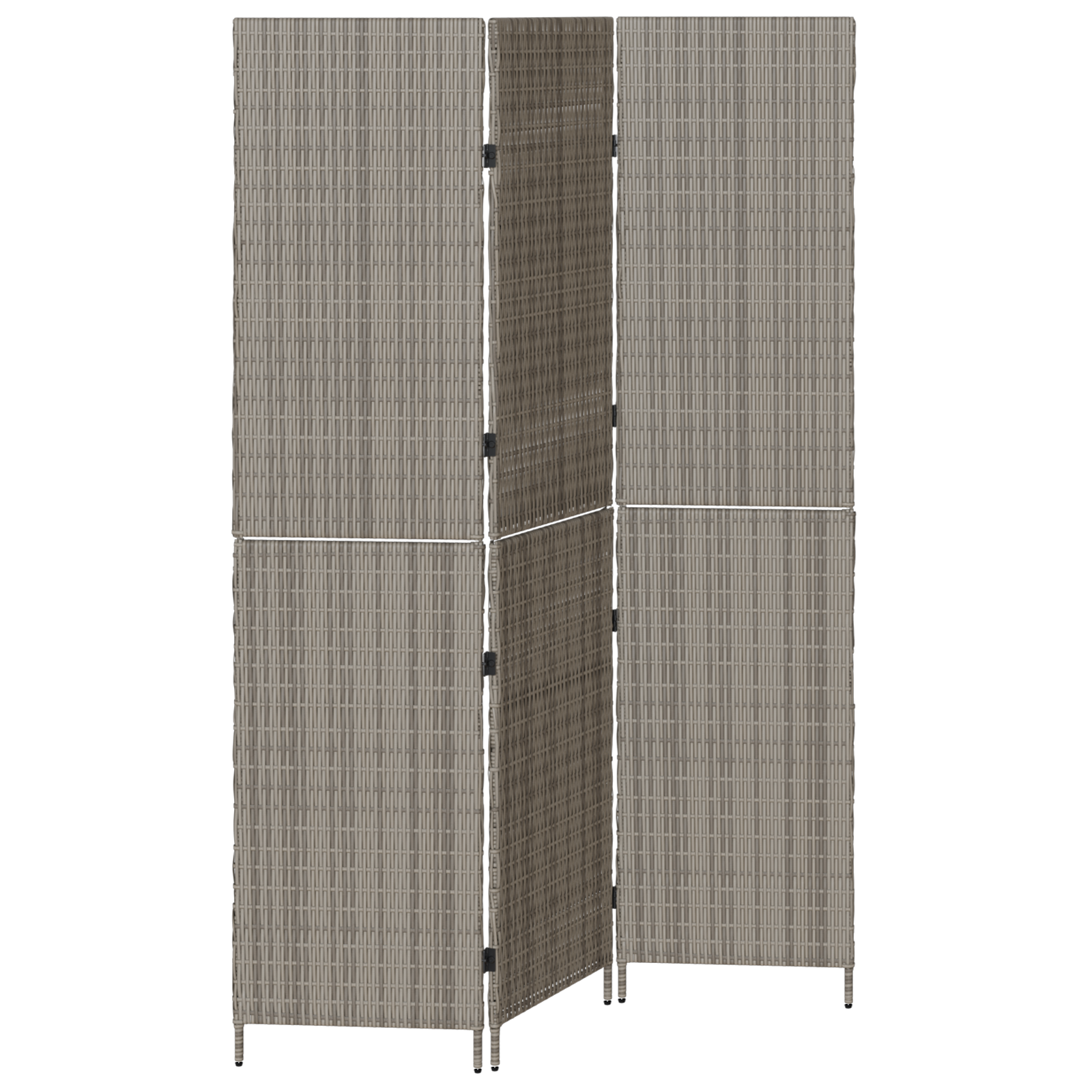 Room Divider 3 Panels Foldable Grey 147x180 cm Poly Rattan - Image 2