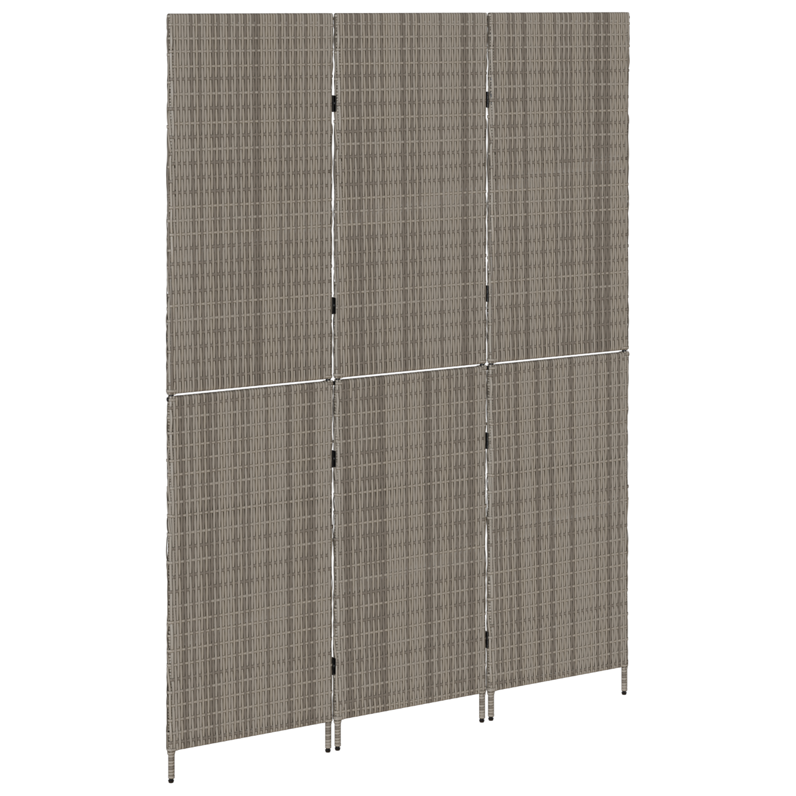 Room Divider 3 Panels Foldable Grey 147x180 cm Poly Rattan - Image 4