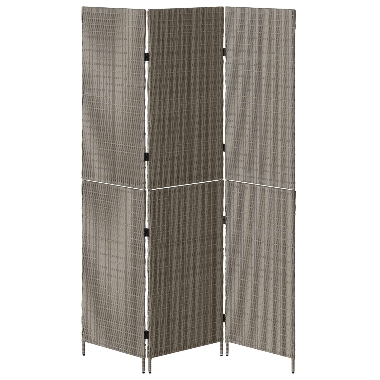 Room Divider 3 Panels Foldable Grey 147x180 cm Poly Rattan - Image 5