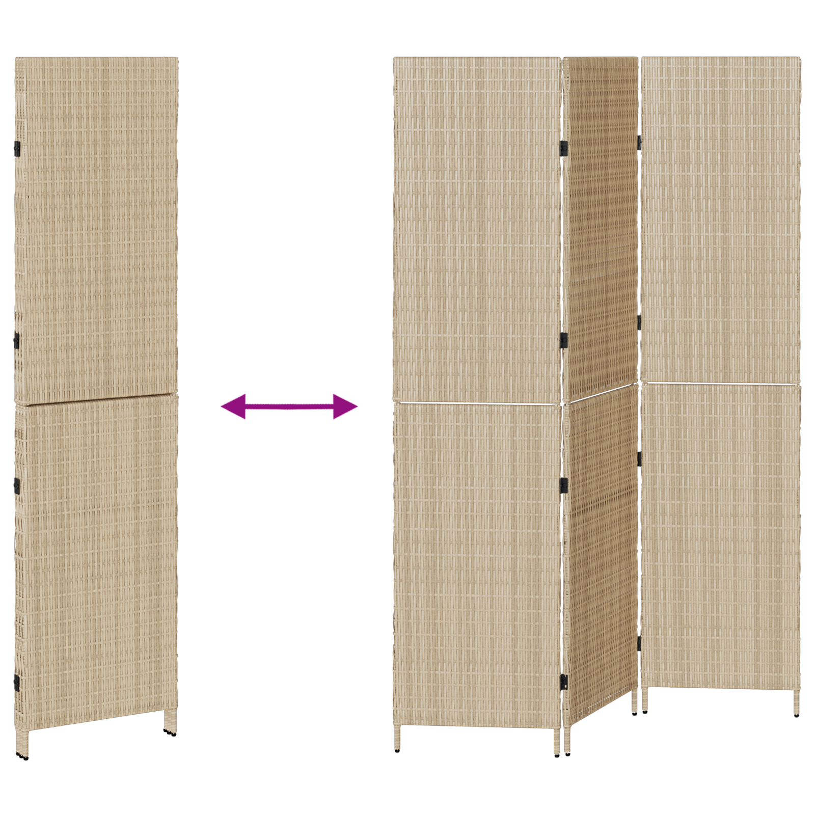 Room Divider 3 Panels Foldable Beige 147x180 cm Poly Rattan - Image 9