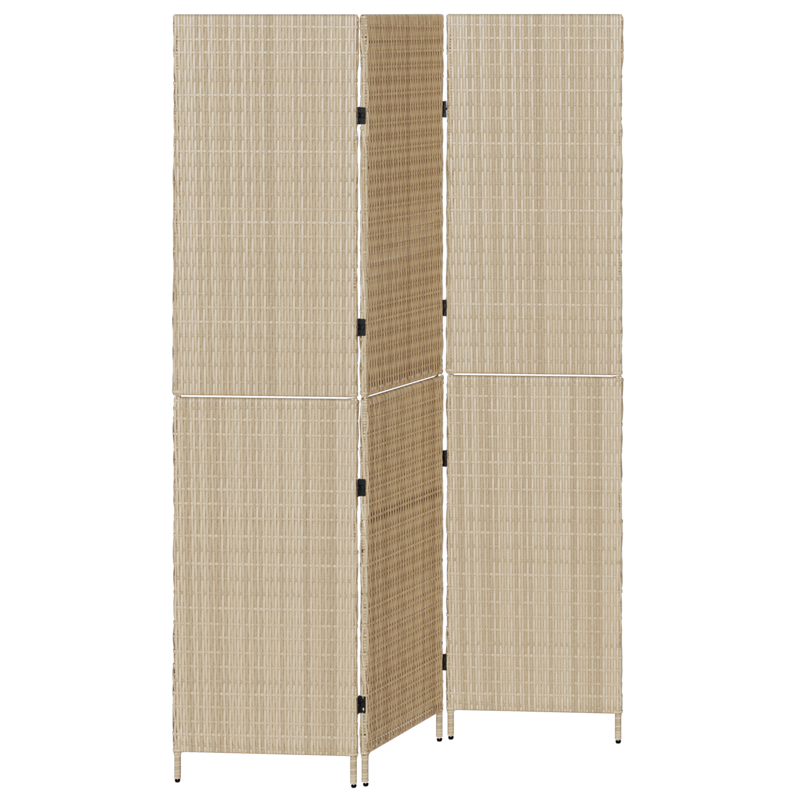Room Divider 3 Panels Foldable Beige 147x180 cm Poly Rattan - Image 2