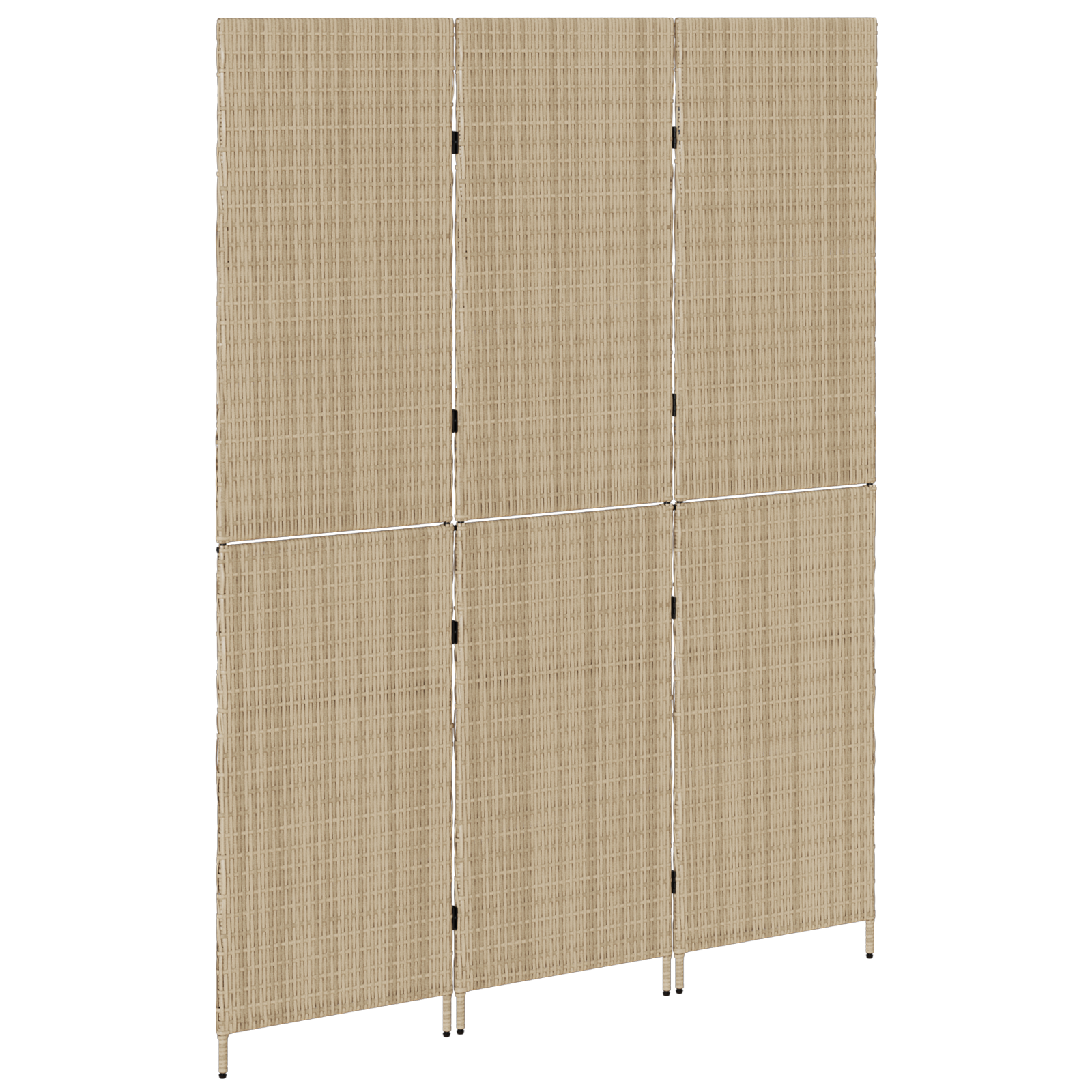 Room Divider 3 Panels Foldable Beige 147x180 cm Poly Rattan - Image 4