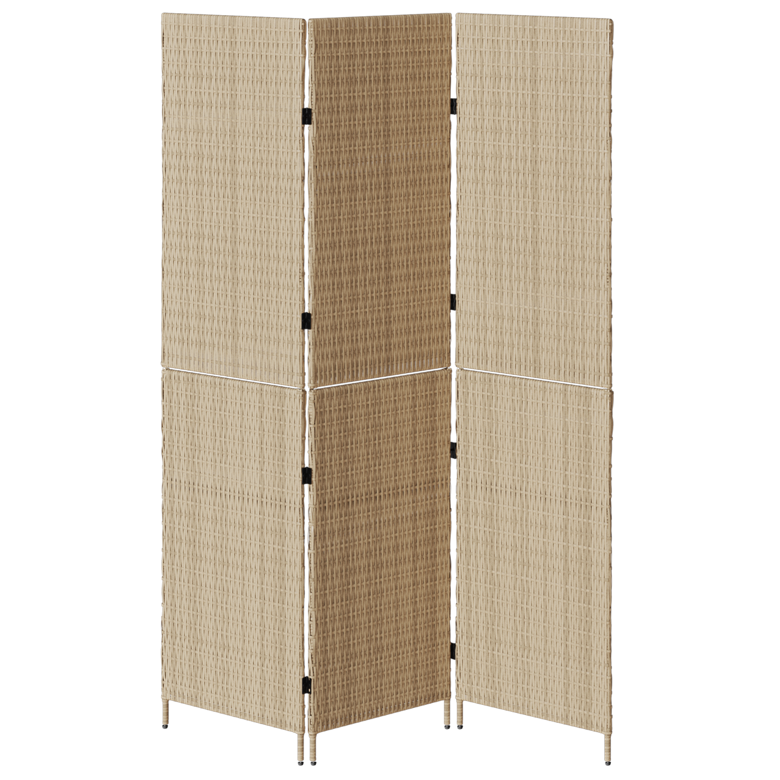 Room Divider 3 Panels Foldable Beige 147x180 cm Poly Rattan - Image 5