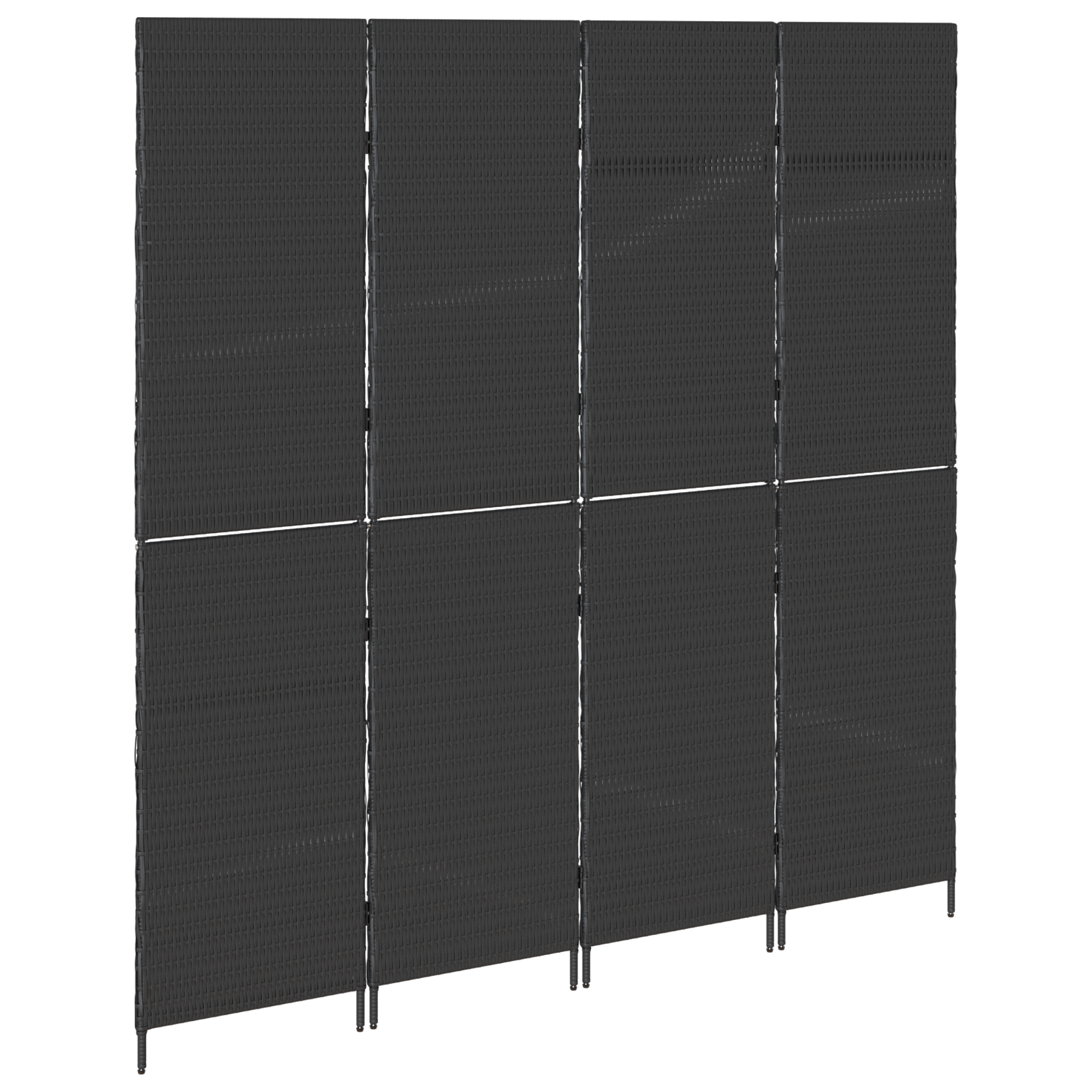 Room Divider 4 Panels Foldable Black 195x180 cm Poly Rattan - Image 4