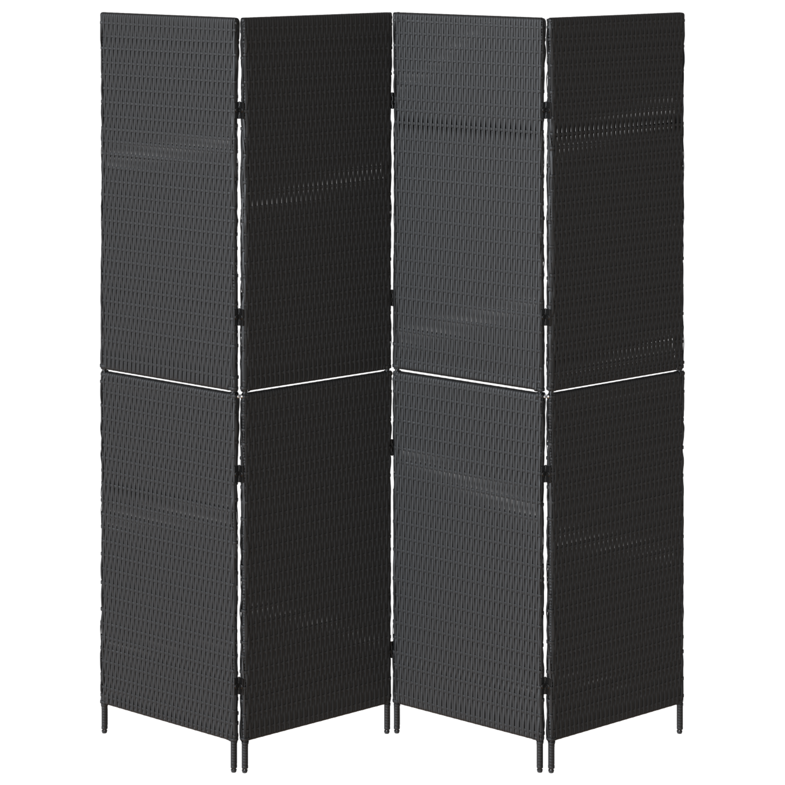 Room Divider 4 Panels Foldable Black 195x180 cm Poly Rattan - Image 5