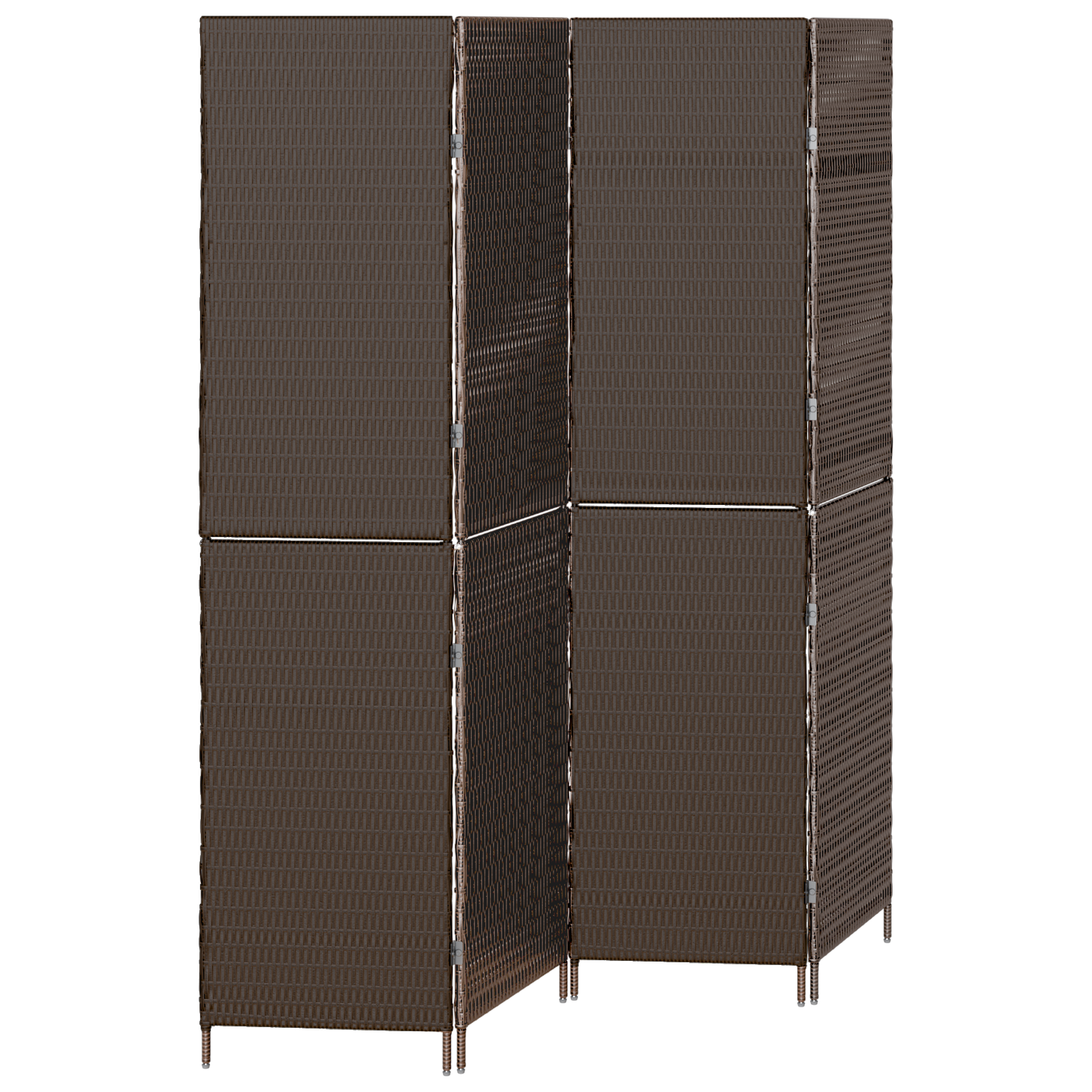 Room Divider 4 Panels Foldable Brown 195x180 cm Poly Rattan - Image 2