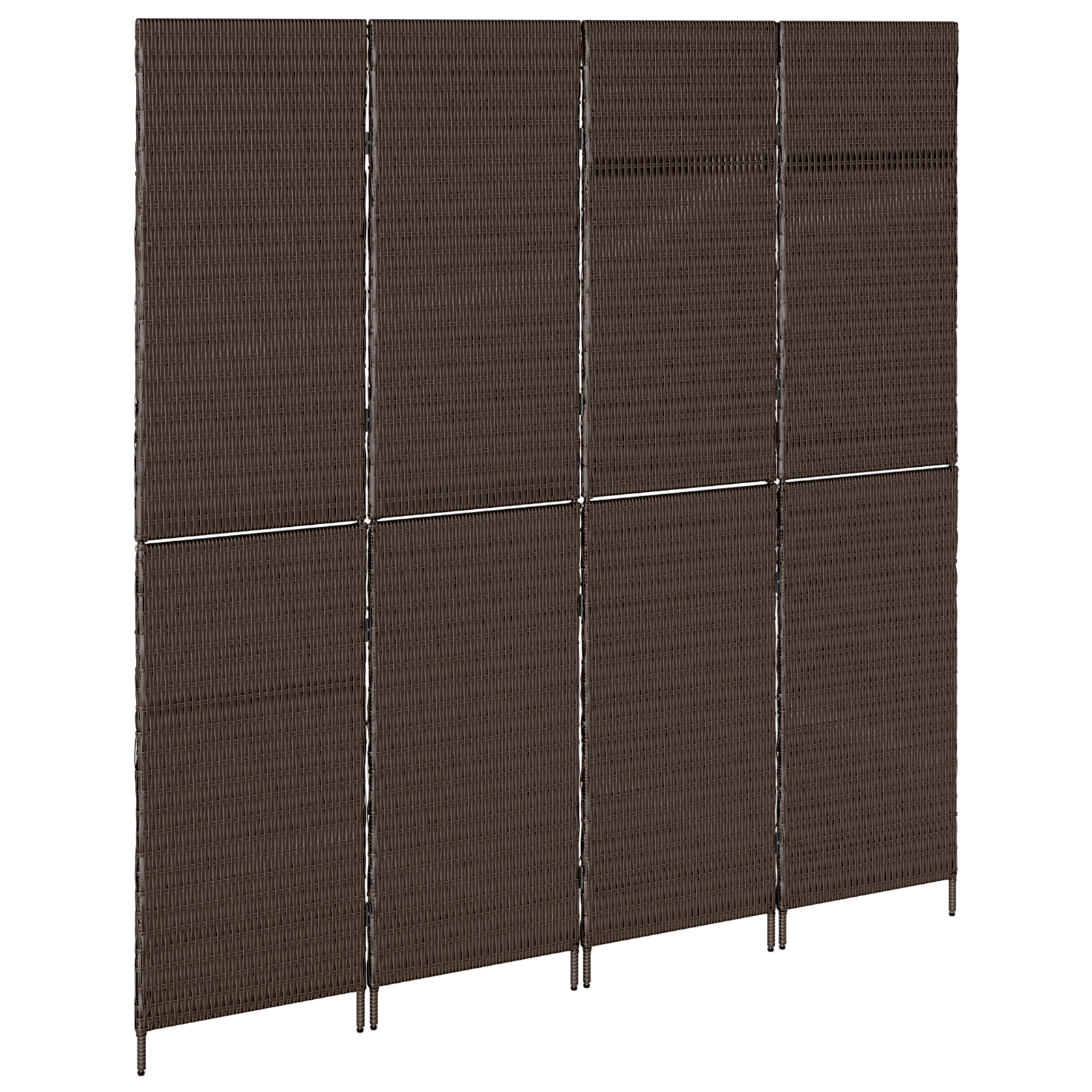 Room Divider 4 Panels Foldable Brown 195x180 cm Poly Rattan - Image 4