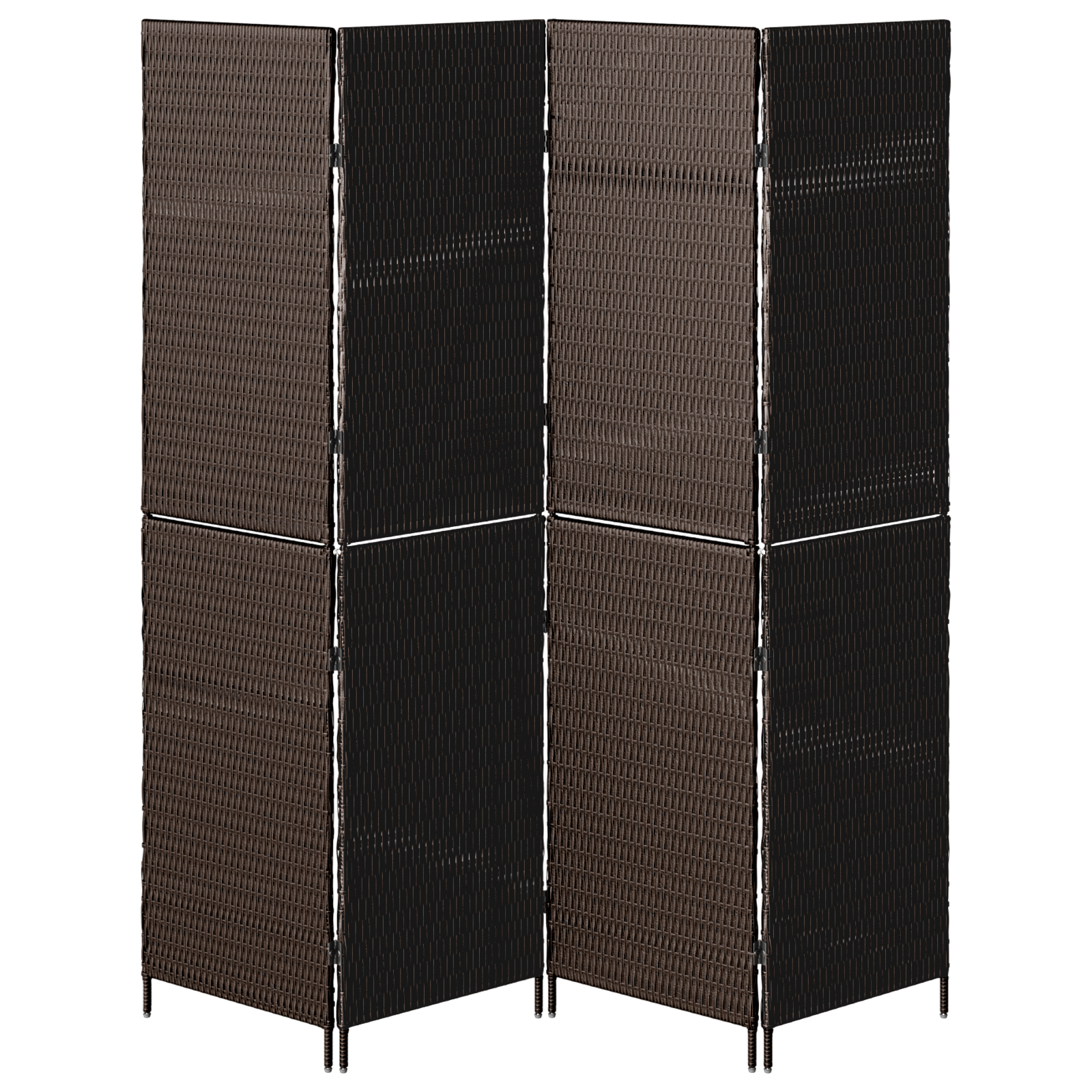 Room Divider 4 Panels Foldable Brown 195x180 cm Poly Rattan - Image 5