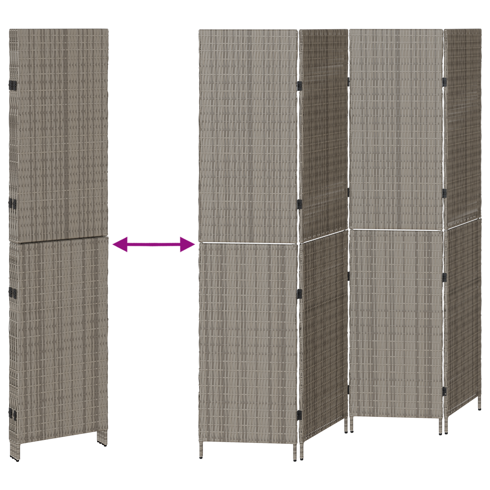 Room Divider 4 Panels Foldable Grey 195x180 cm Poly Rattan - Image 10