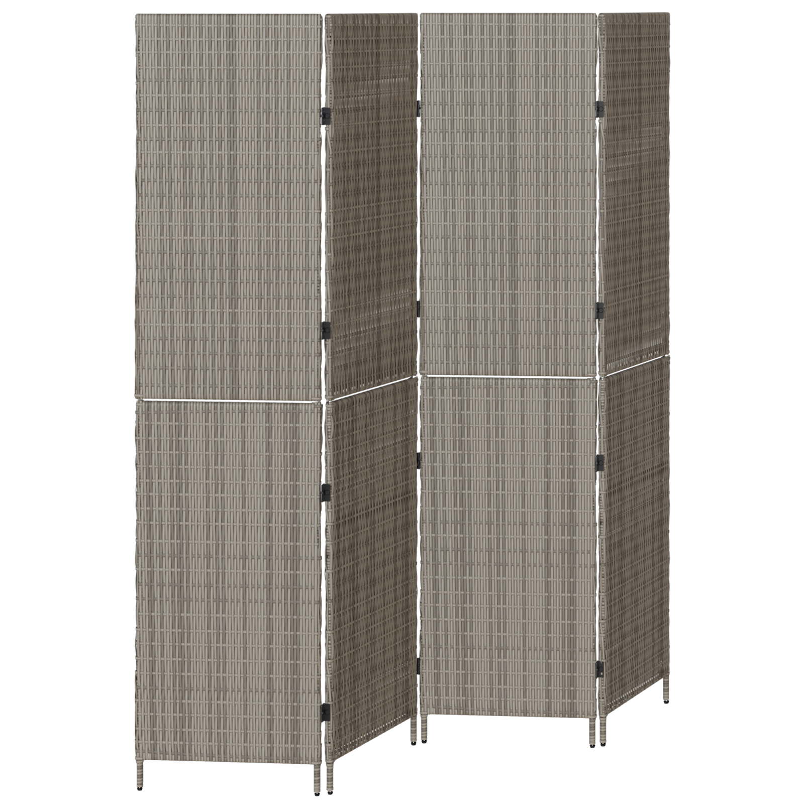 Room Divider 4 Panels Foldable Grey 195x180 cm Poly Rattan - Image 2