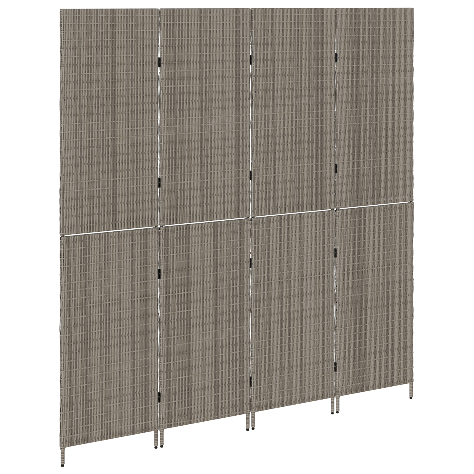 Room Divider 4 Panels Foldable Grey 195x180 cm Poly Rattan - Image 5