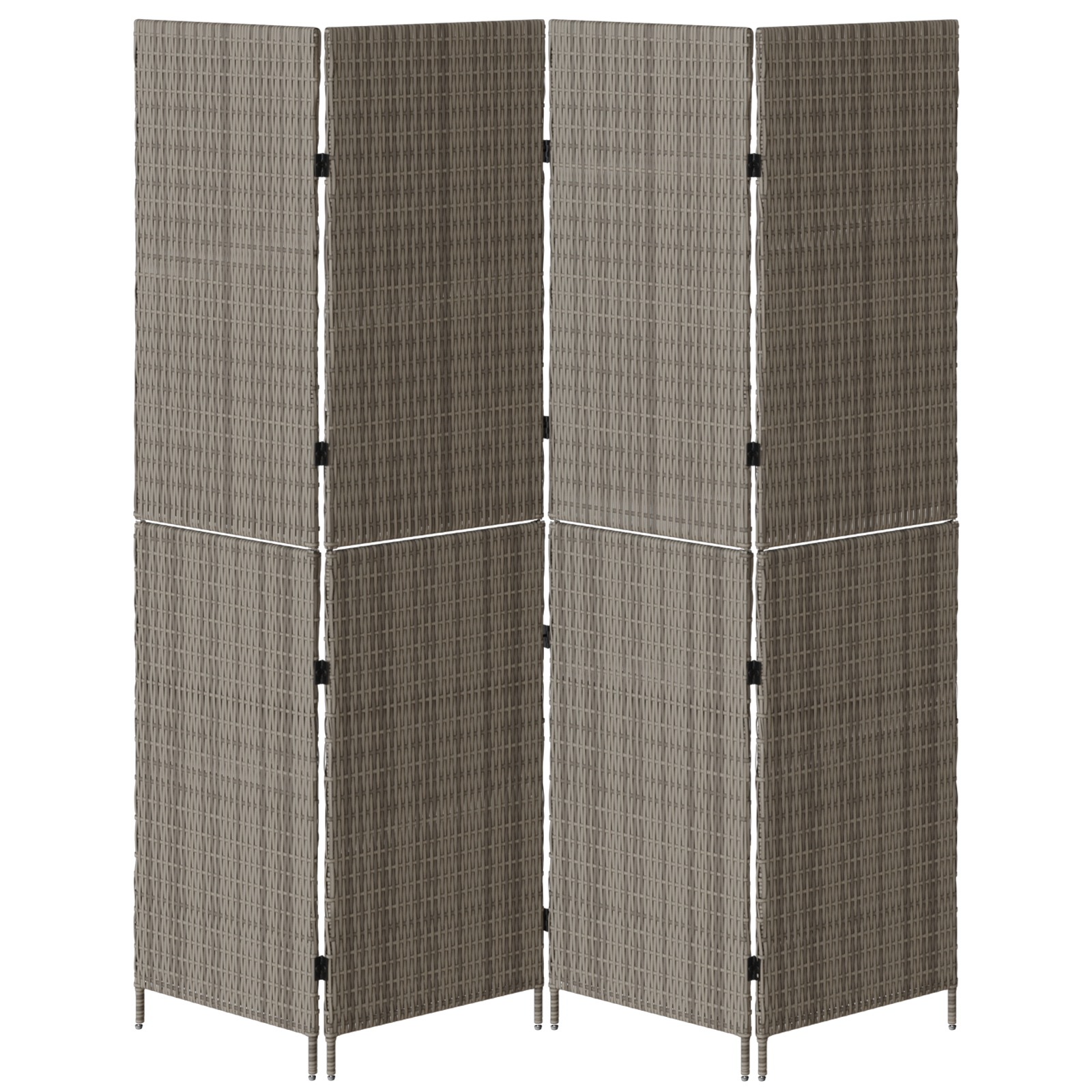 Room Divider 4 Panels Foldable Grey 195x180 cm Poly Rattan - Image 6