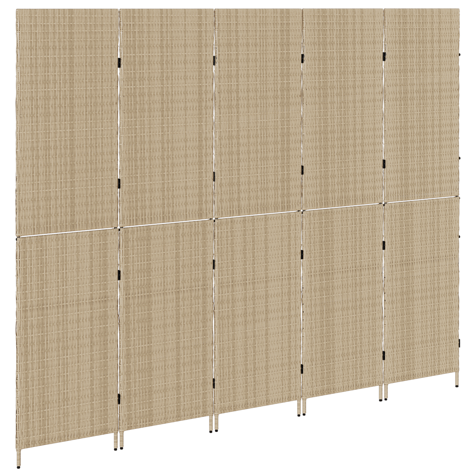 Room Divider 5 Panels Foldable Beige 245x180 cm Poly Rattan - Image 4