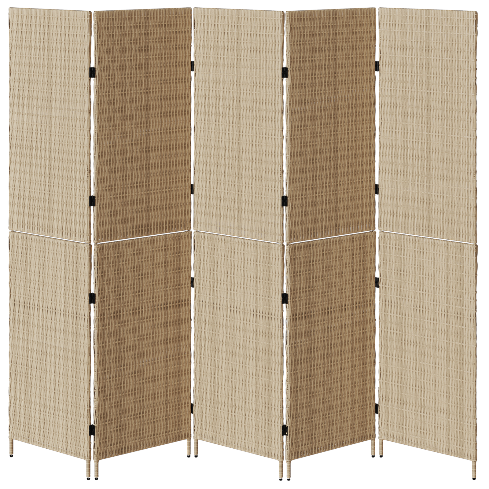 Room Divider 5 Panels Foldable Beige 245x180 cm Poly Rattan - Image 5