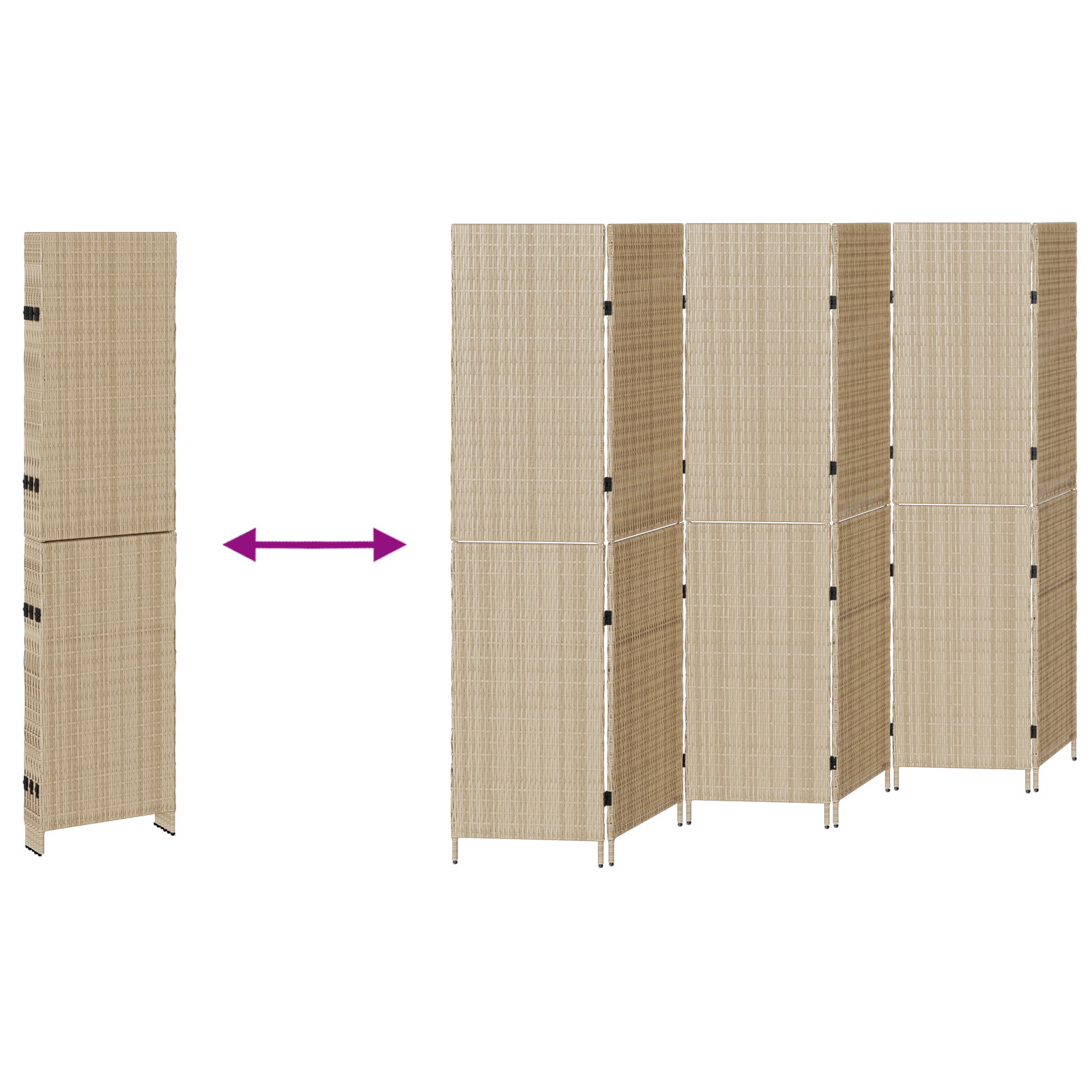 Room Divider 6 Panels Foldable Beige 294x180 cm Poly Rattan - Image 9