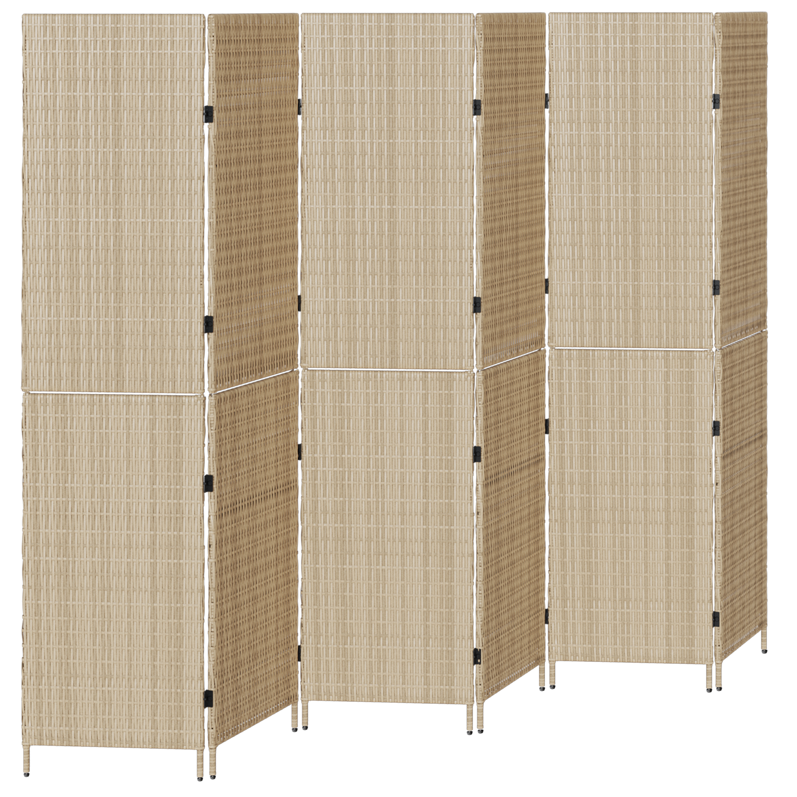 Room Divider 6 Panels Foldable Beige 294x180 cm Poly Rattan - Image 2